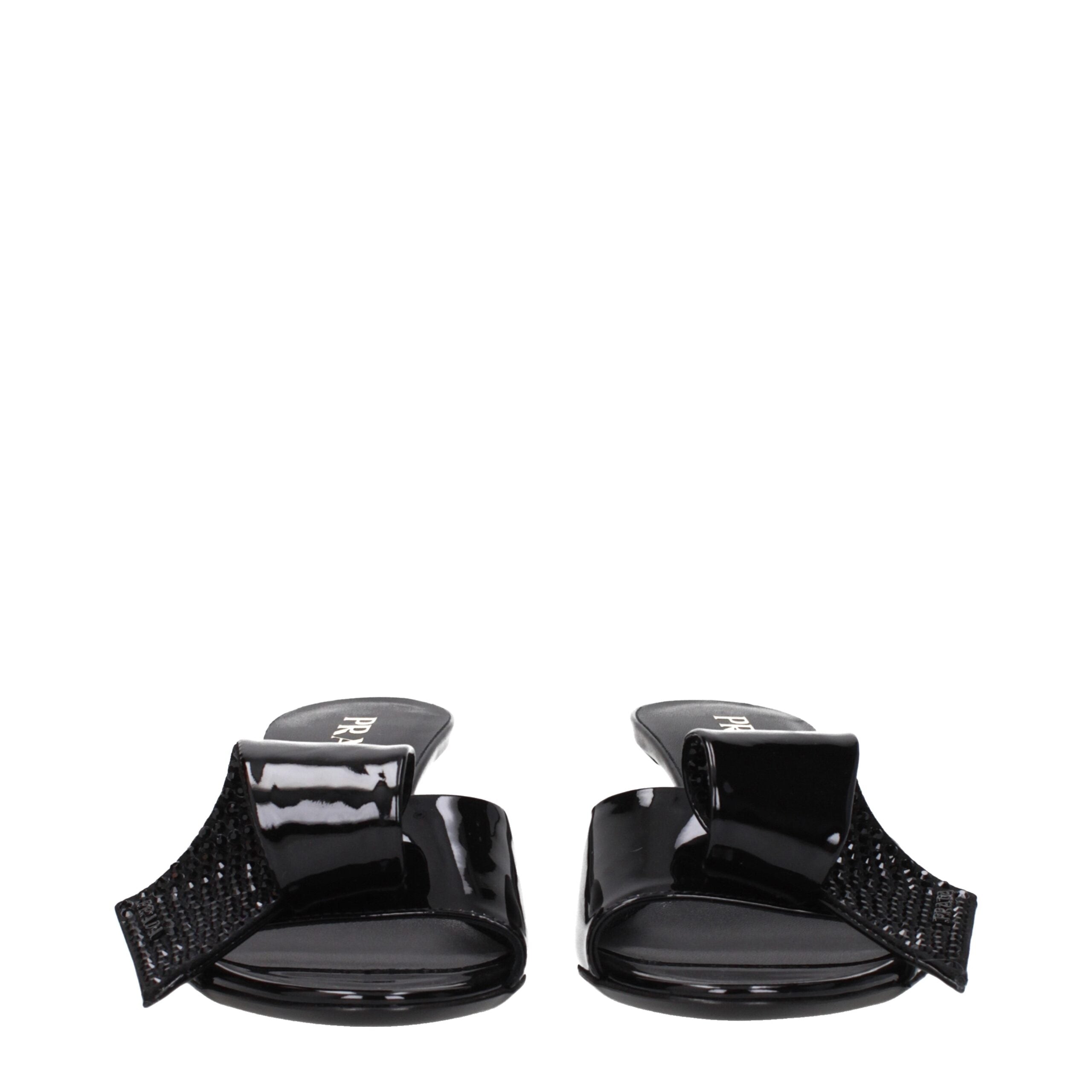Prada Schwarze Ledersandalen