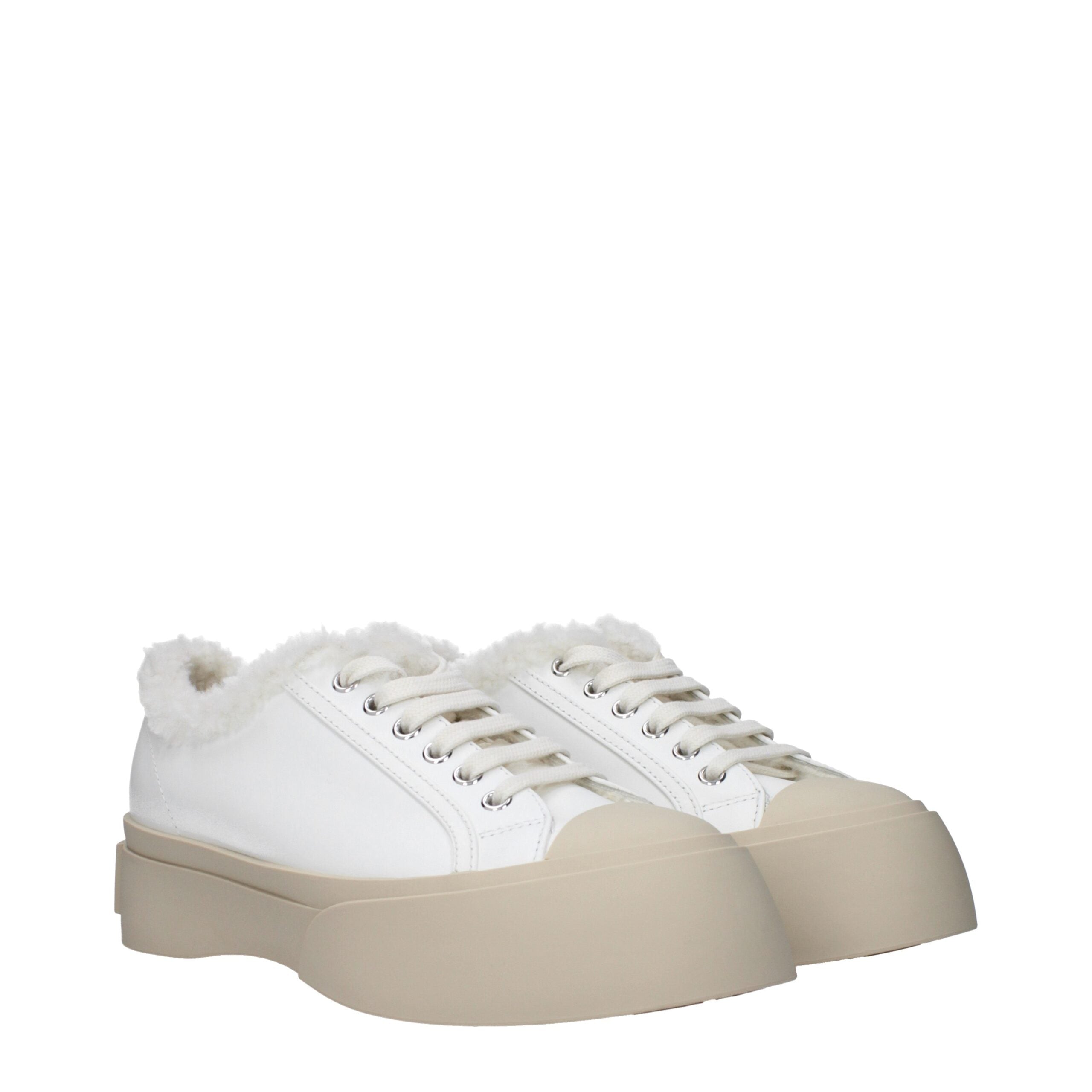 Marni Weiße Leder-Sneaker mit niedrigem Schaft