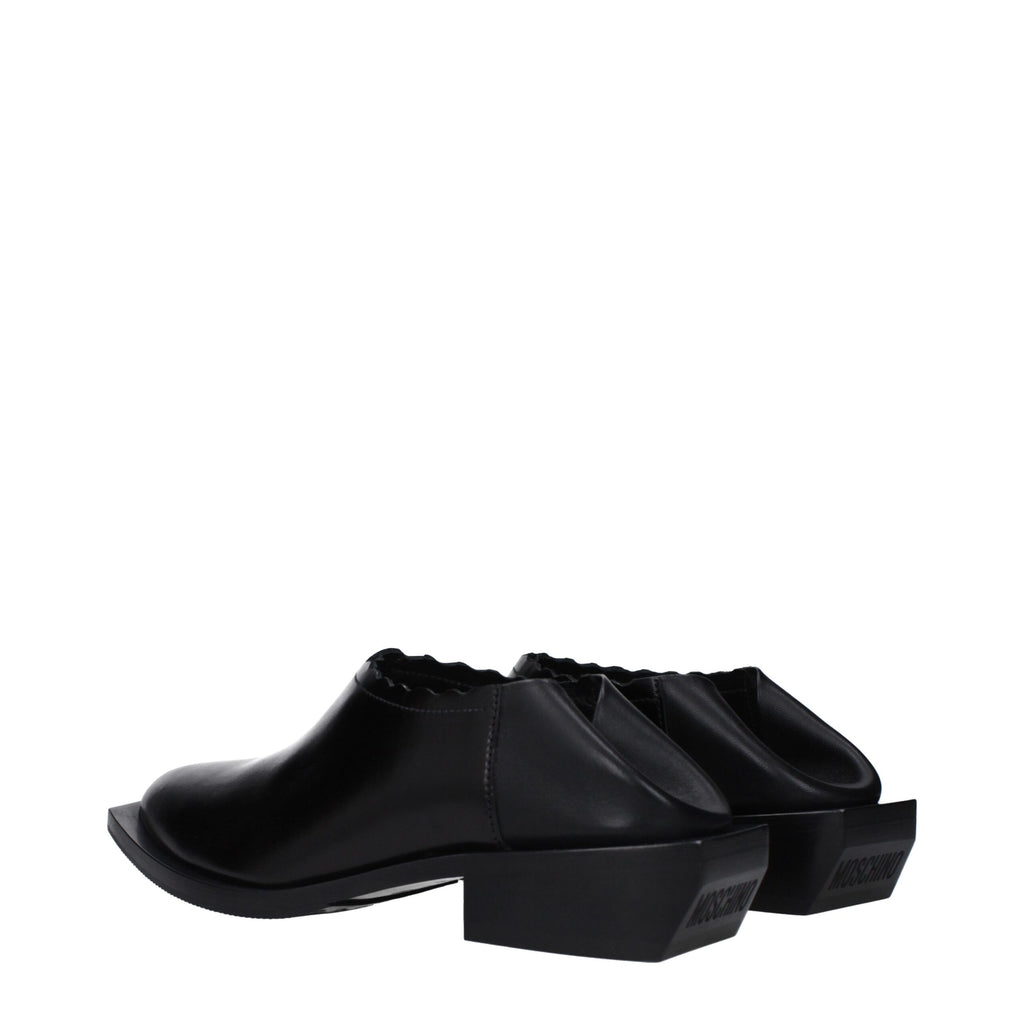 Moschino Schwarze Leder Pantoletten