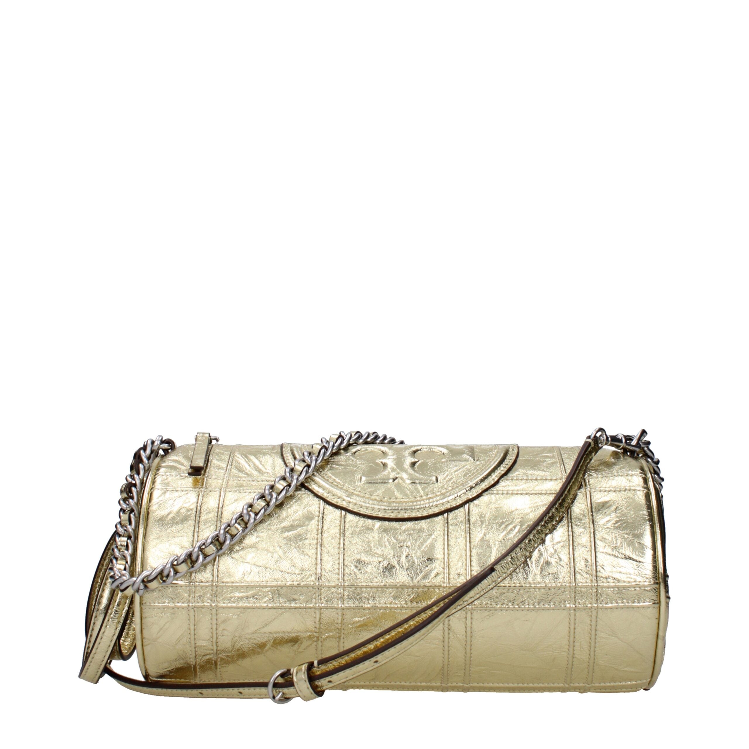 Tory Burch Goldene Schultertasche aus Leder
