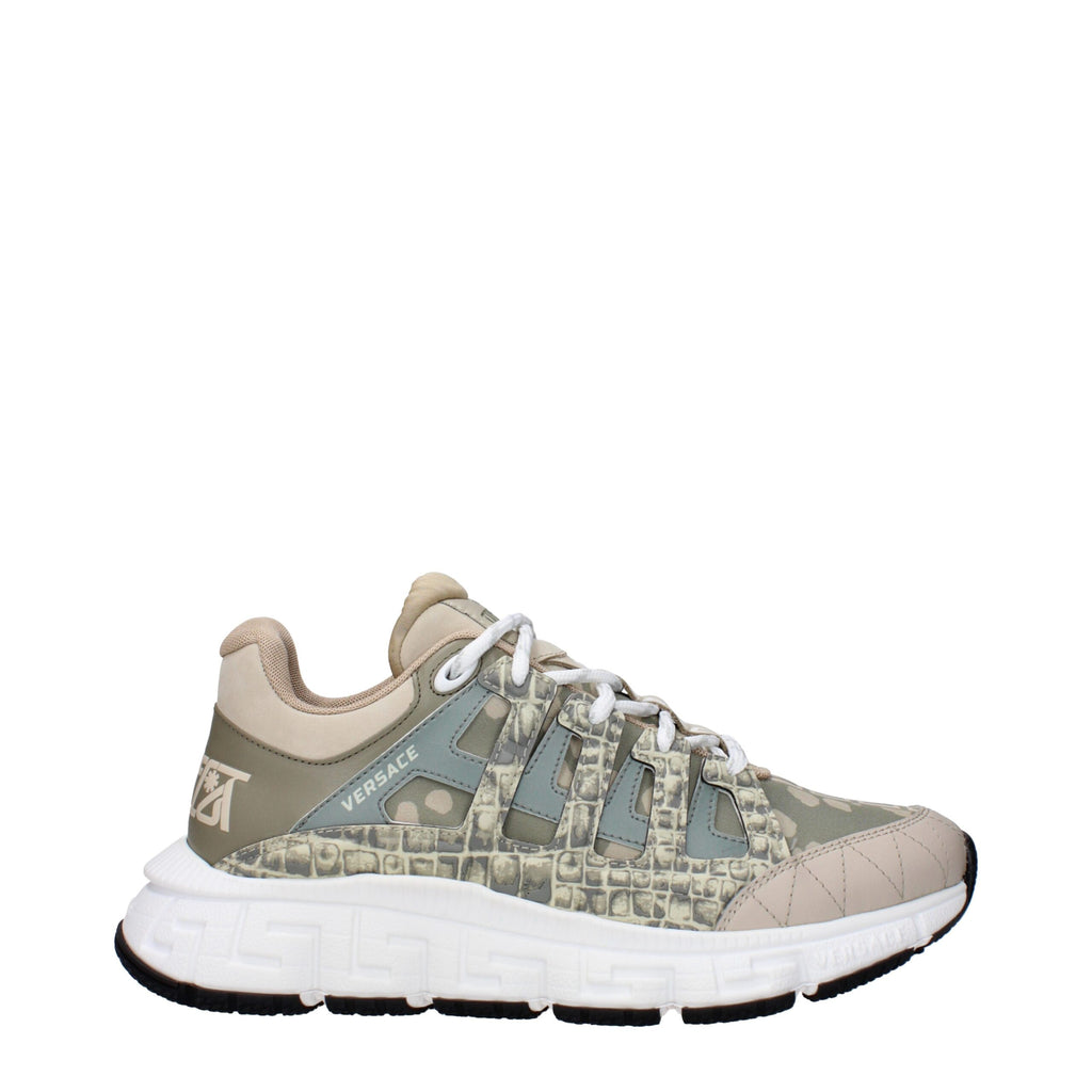 Versace Grüne Sneakers aus Stoff mit niedrigem Schaft