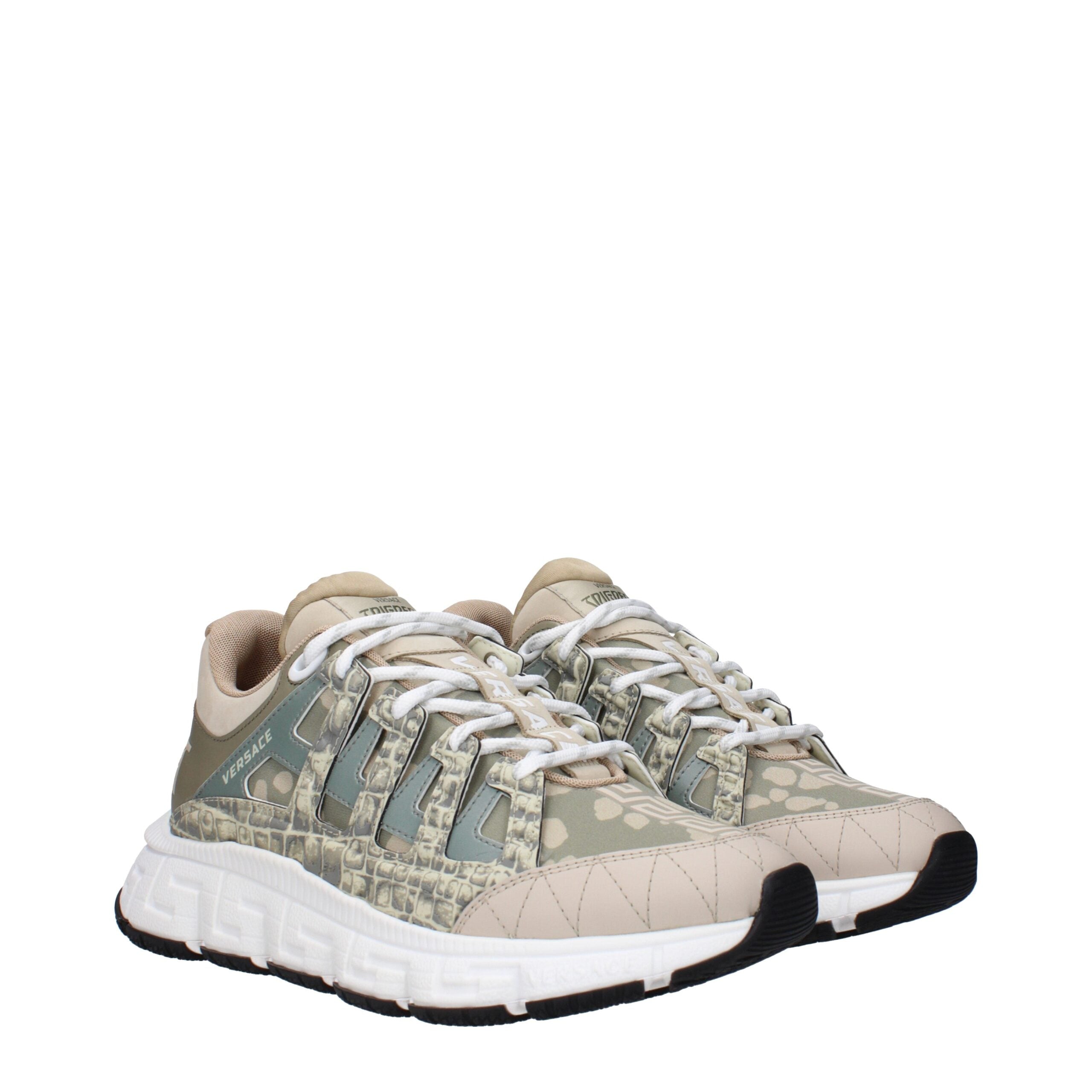 Versace Grüne Sneakers aus Stoff mit niedrigem Schaft