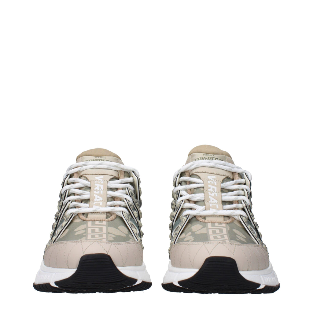 Versace Grüne Sneakers aus Stoff mit niedrigem Schaft