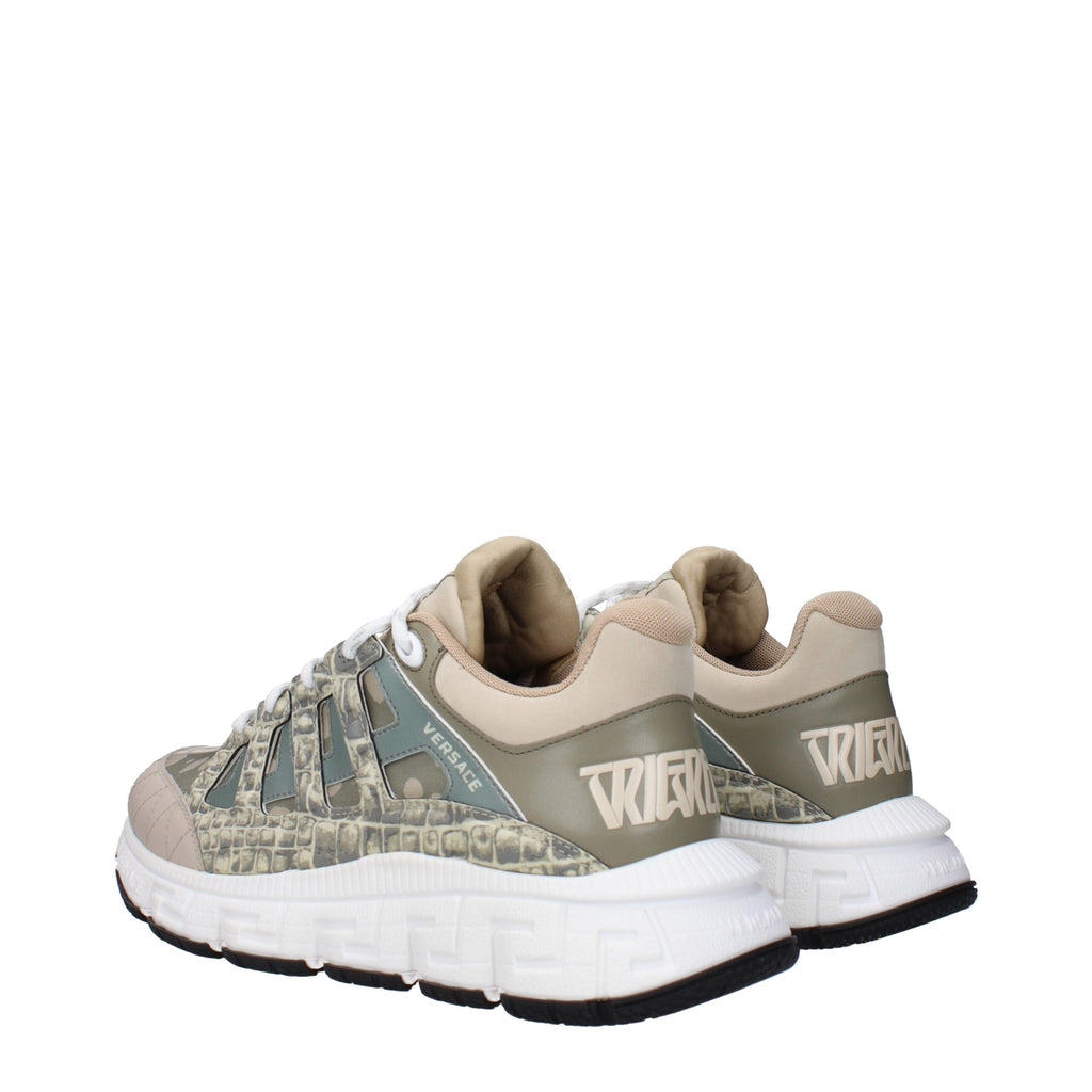 Versace Grüne Sneakers aus Stoff mit niedrigem Schaft