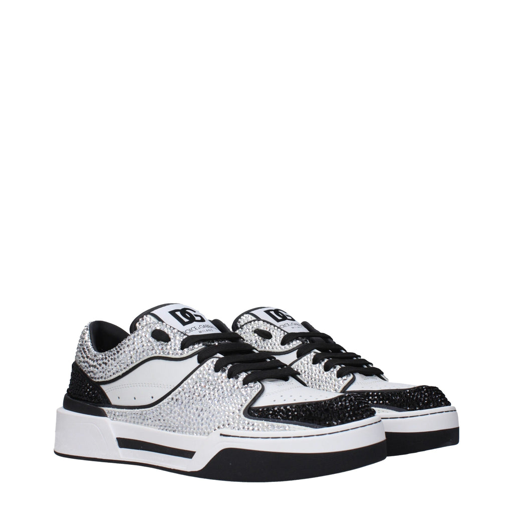 Dolce & Gabbana White Low-Top Leather Sneakers