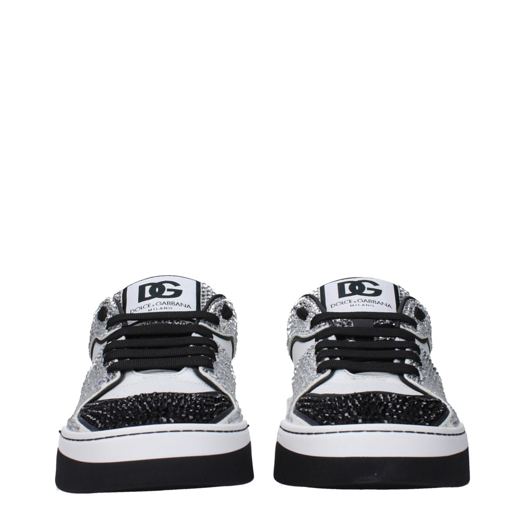 Dolce & Gabbana White Low-Top Leather Sneakers