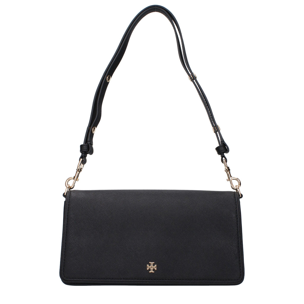 Tory Burch Schwarze Leder-Umhängetasche