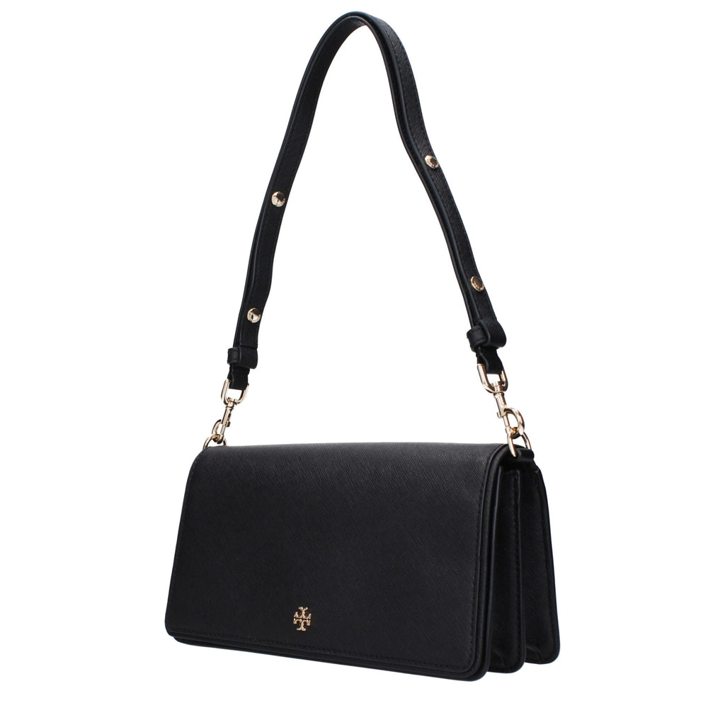 Tory Burch Schwarze Leder-Umhängetasche