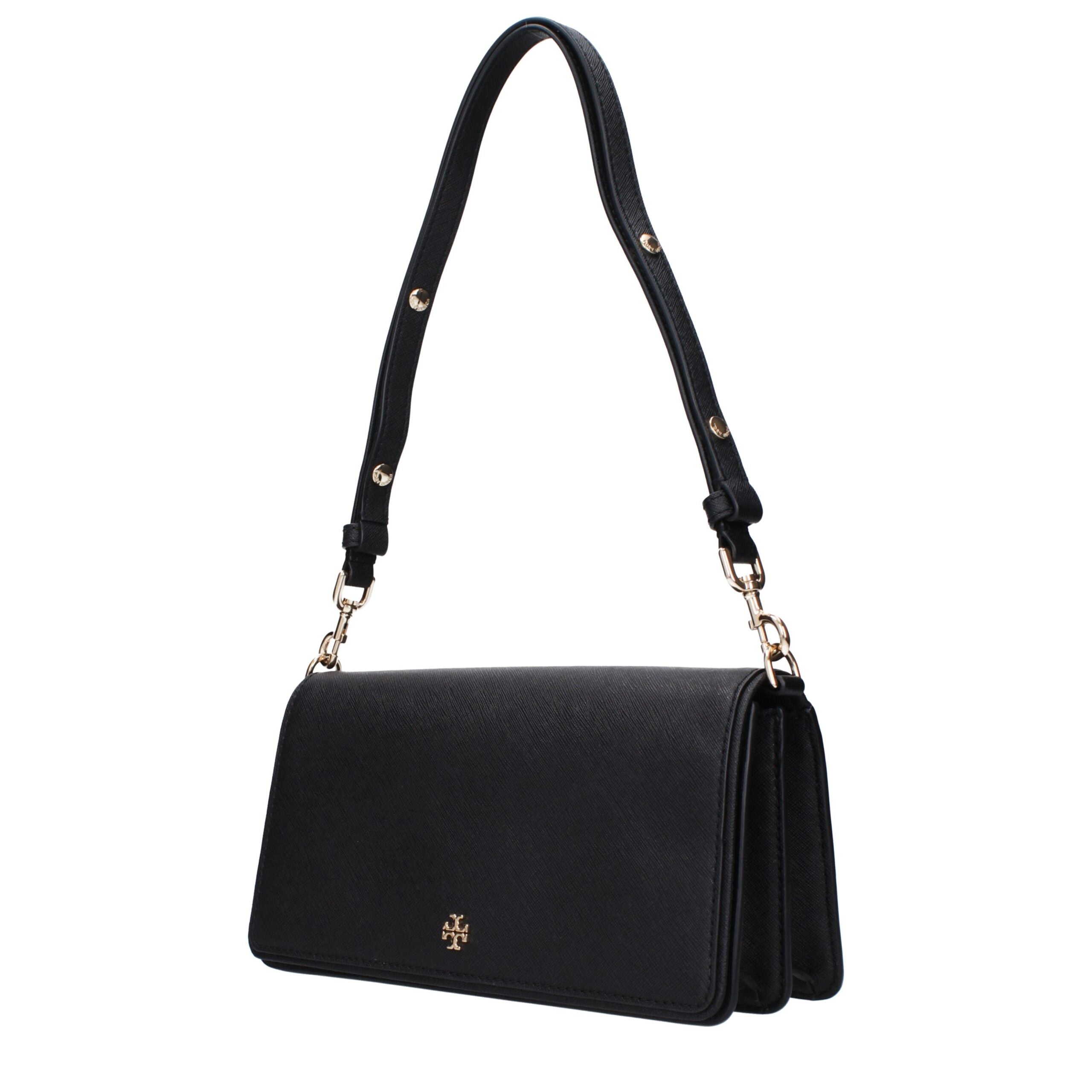 Tory Burch Schwarze Leder-Umhängetasche