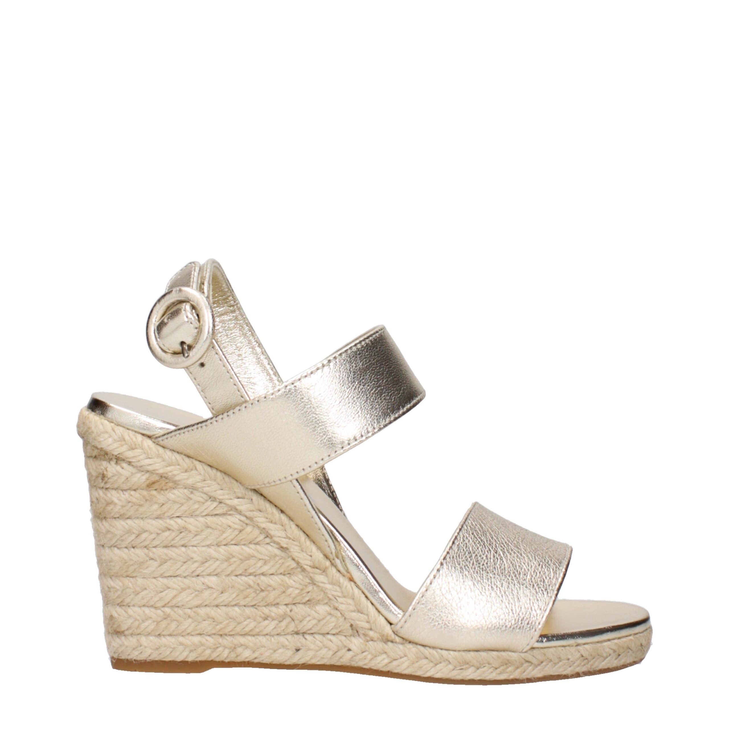 Prada Goldene Leder-Keilsandalen