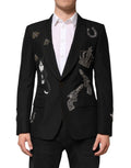 Dolce & Gabbana Black Crown Bee Suit Coat Blazer
