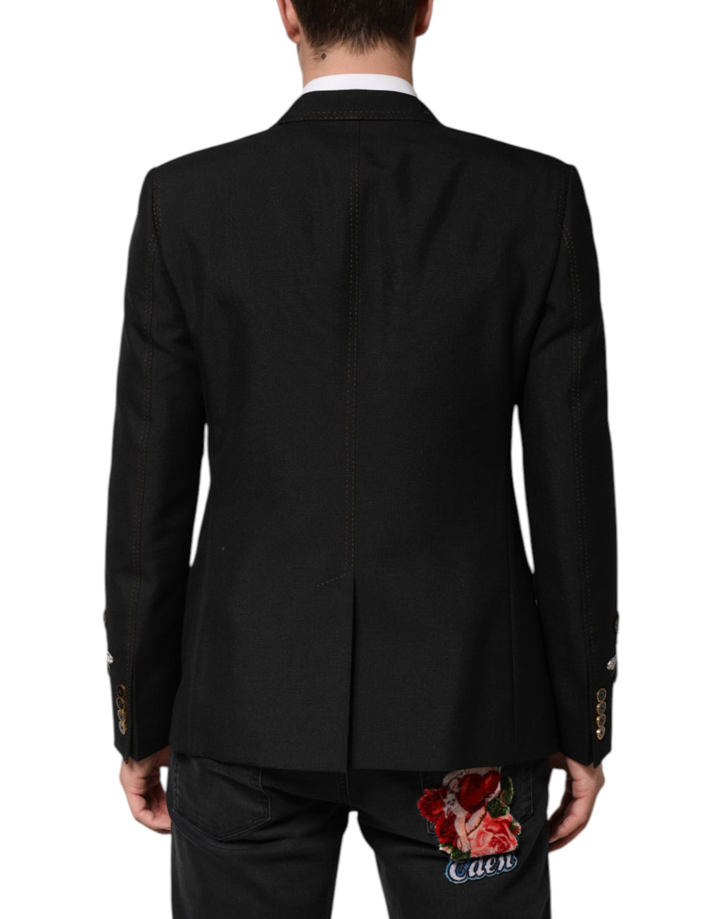 Dolce & Gabbana Black Crown Bee Suit Coat Blazer