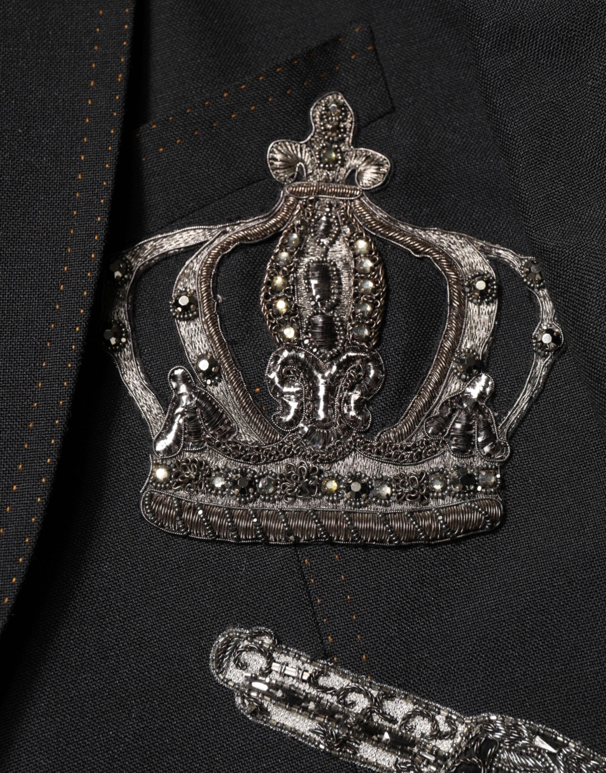 Dolce & Gabbana Black Crown Bee Suit Coat Blazer