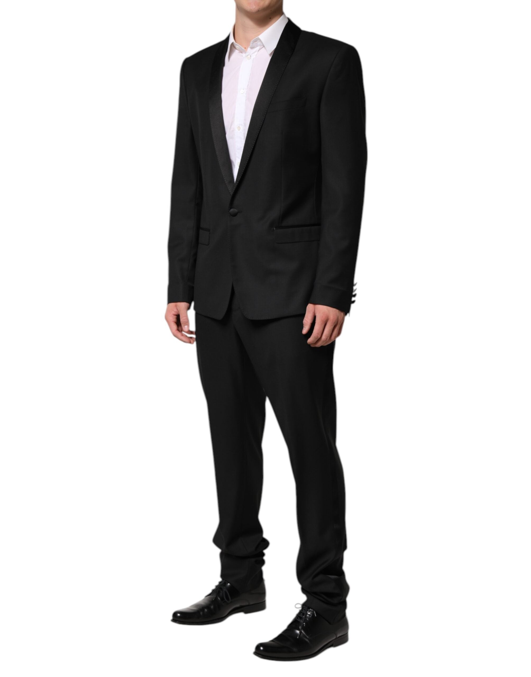 Dolce & Gabbana Schwarzer einreihiger 2-teiliger Anzug aus Wolle für Männer
