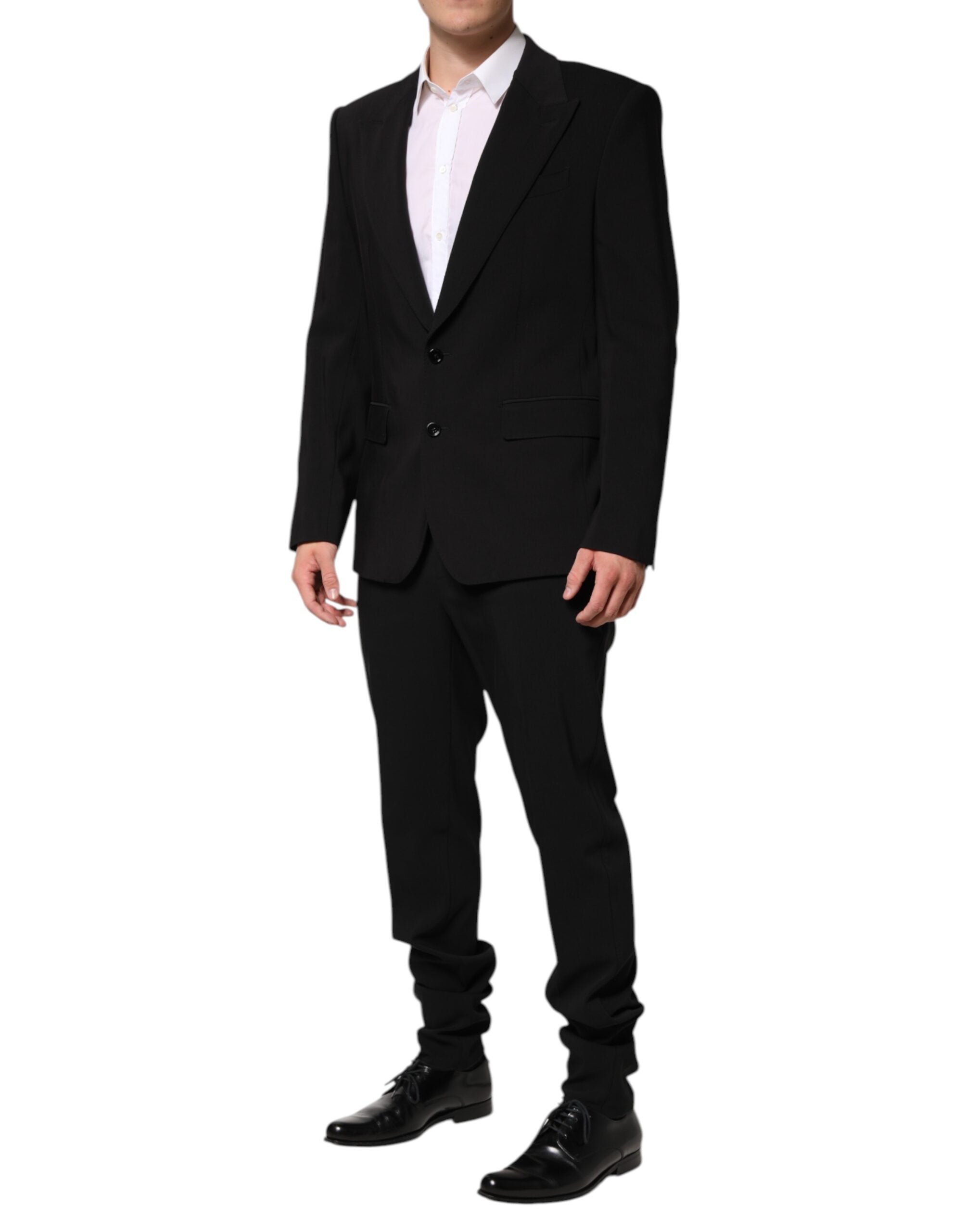 Dolce & Gabbana Schwarzer einreihiger 2-teiliger Anzug aus Baumwolle