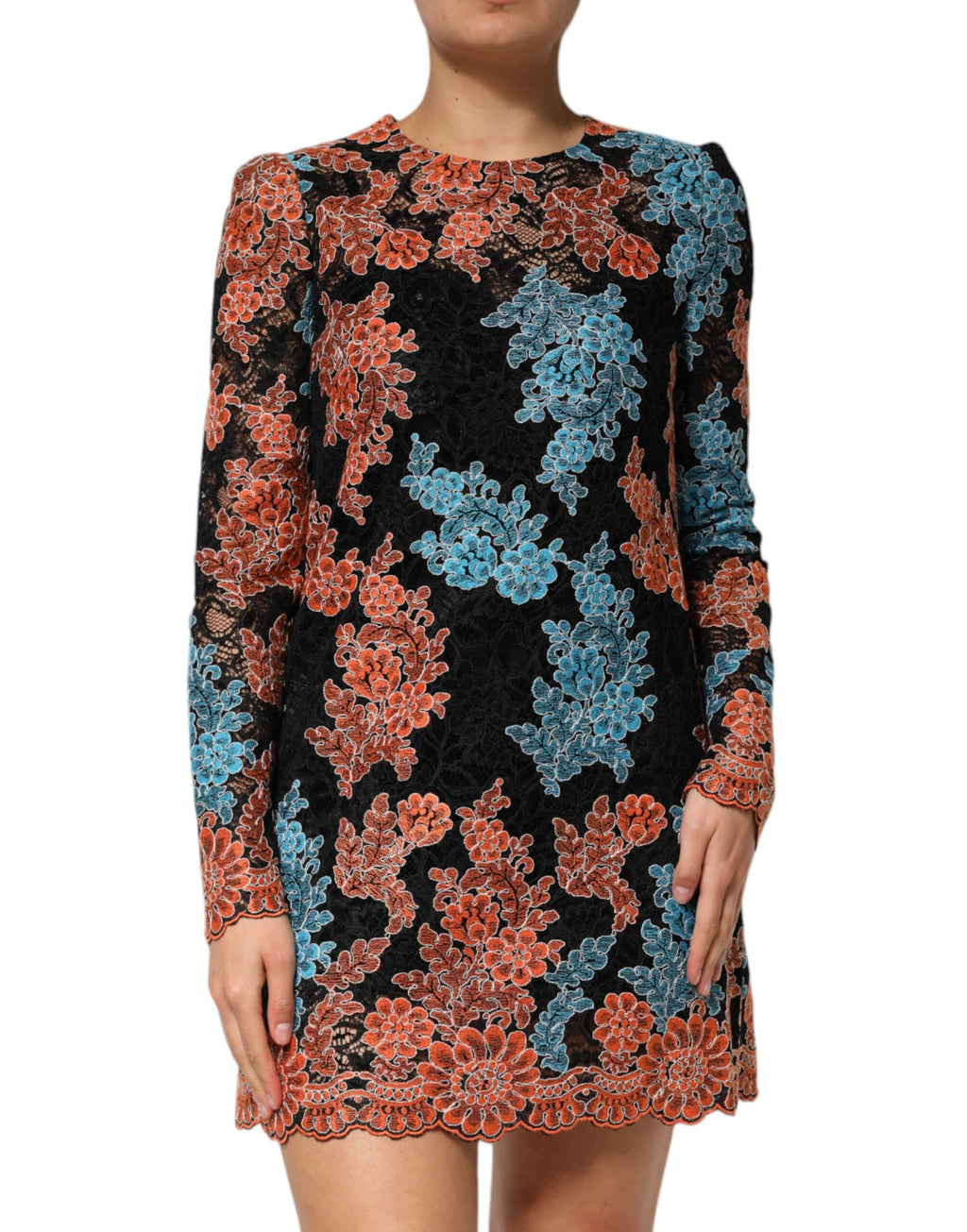 Dolce & Gabbana Multicolor Floral Embroidered Shift Mini Dress