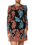 Dolce & Gabbana Multicolor Floral Embroidered Shift Mini Dress