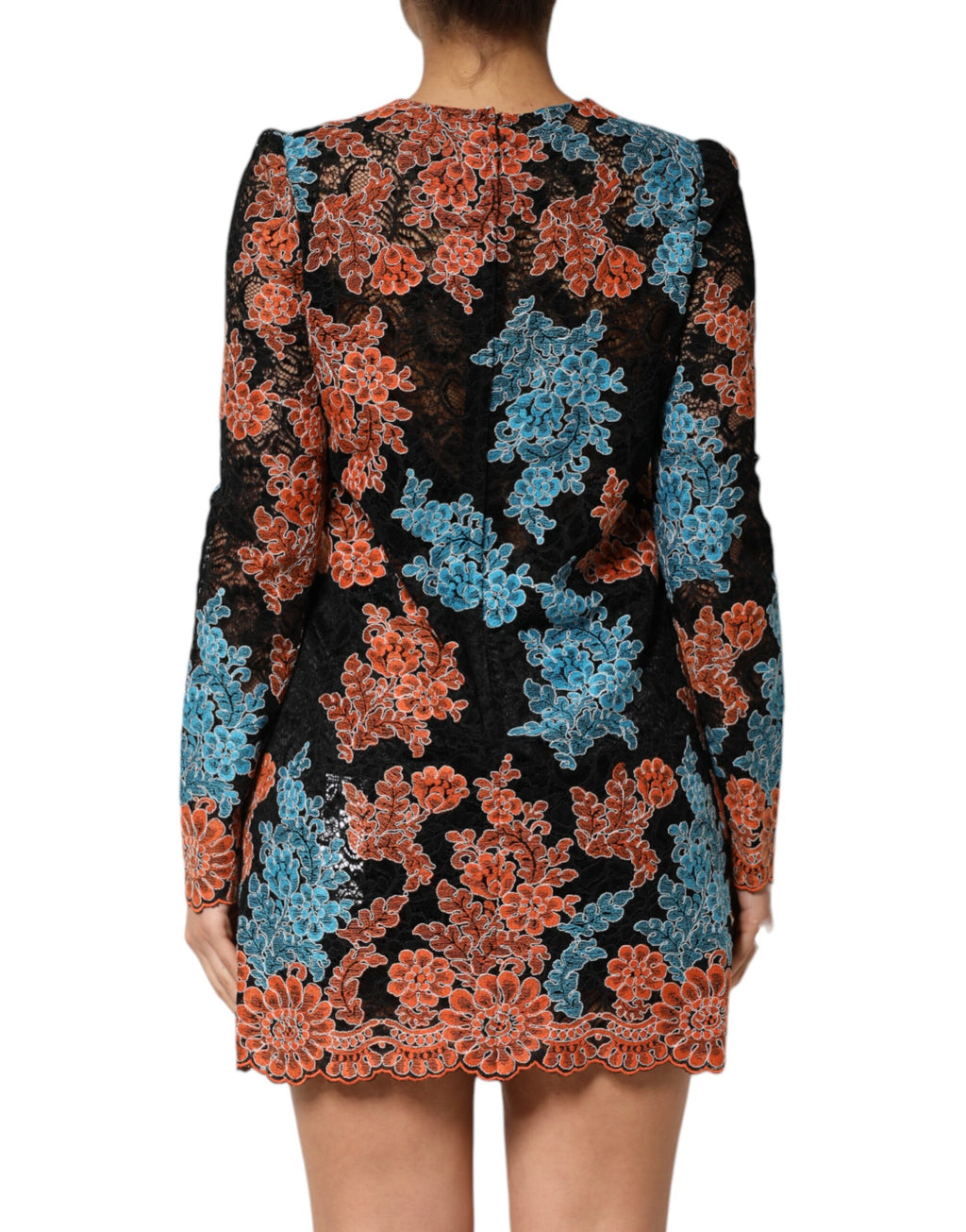 Dolce & Gabbana Multicolor Floral Embroidered Shift Mini Dress