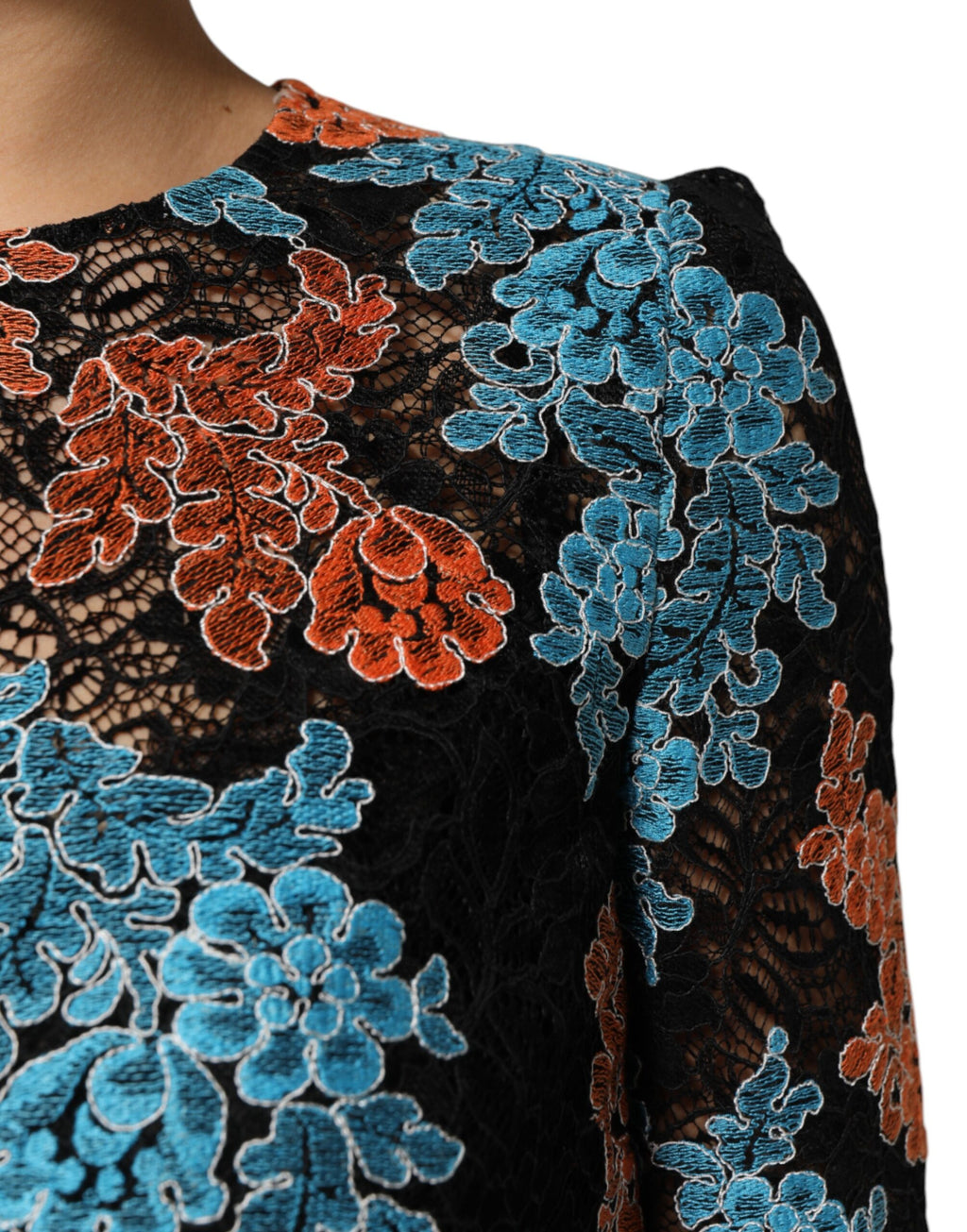 Dolce & Gabbana Multicolor Floral Embroidered Shift Mini Dress