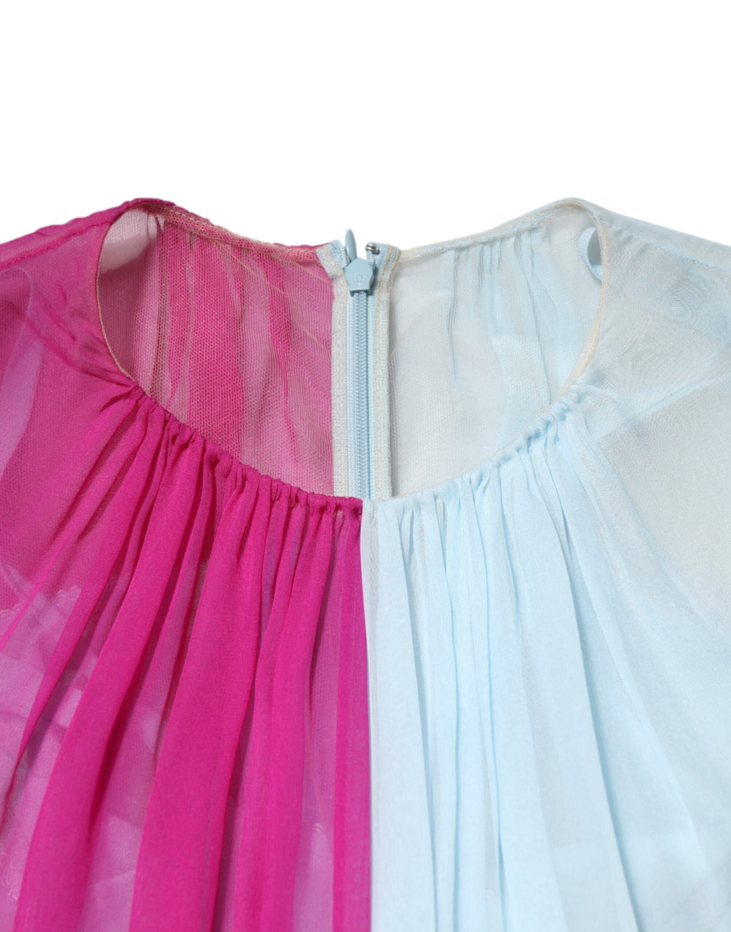 Dolce & Gabbana Fuchsia Light Blue Two-tone Silk Midi Dress