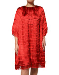 Dolce & Gabbana Red Silk Knee-Length Fringe Dress