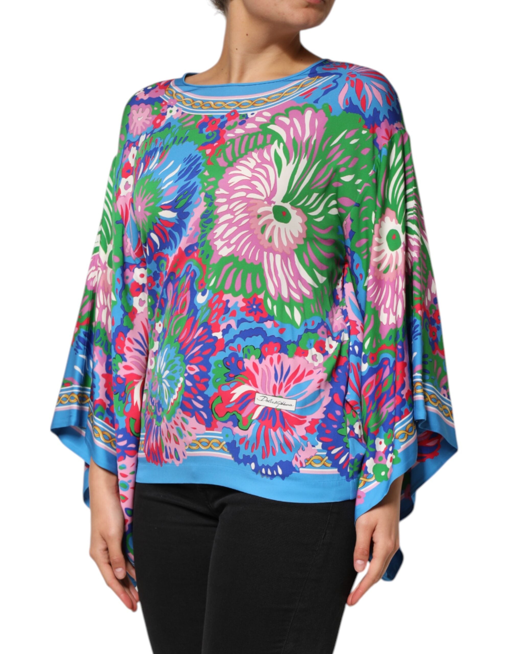 Dolce & Gabbana Mehrfarbig bedruckte Tunika-Bluse mit Blumenmuster