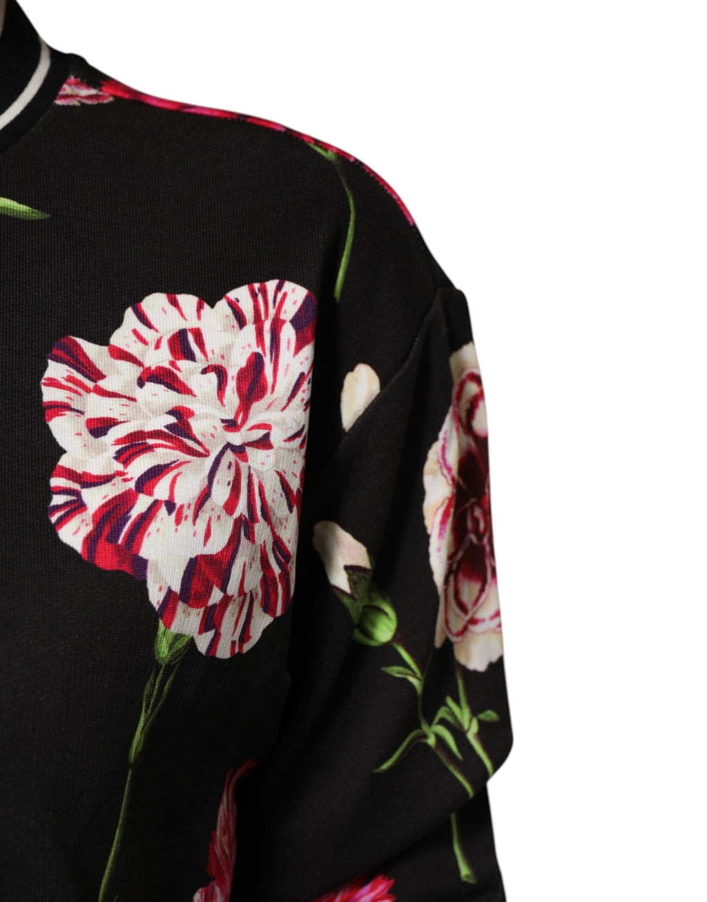 Dolce & Gabbana Black Floral Print Cotton Top with Short Sleeves