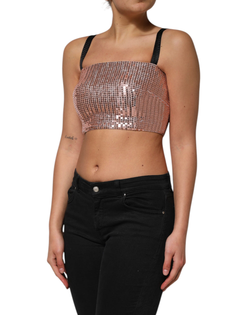 Dolce & Gabbana Pink Sleeveless Sequin Nylon Top