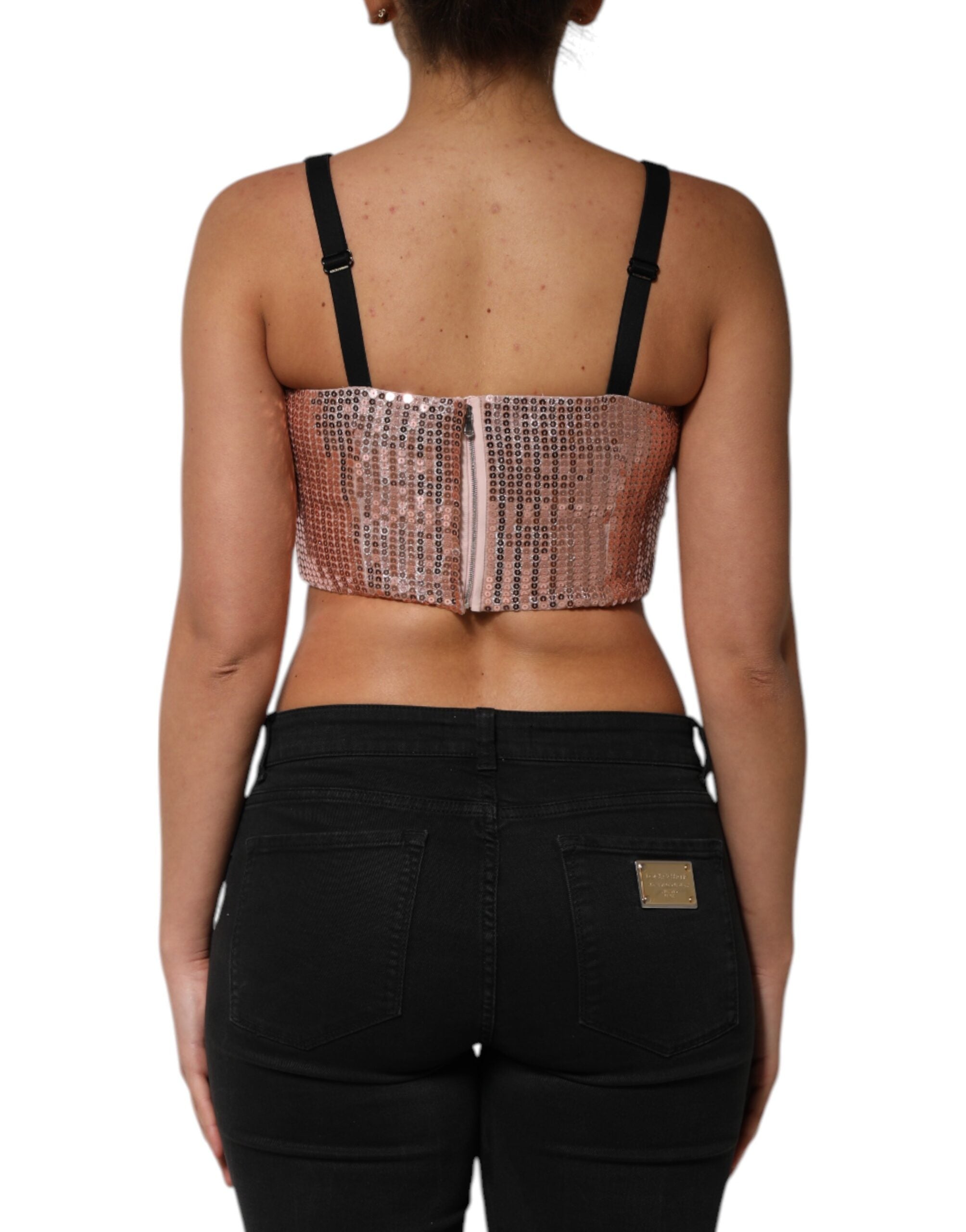 Dolce & Gabbana Pink Sleeveless Sequin Nylon Top