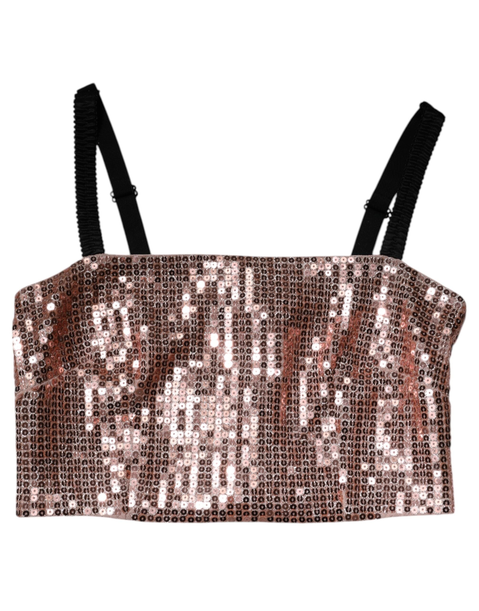 Dolce & Gabbana Pink Sleeveless Sequin Nylon Top
