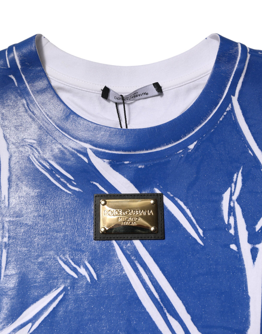 Dolce & Gabbana Blue White Cotton Logo Plaque Women's Tank Top