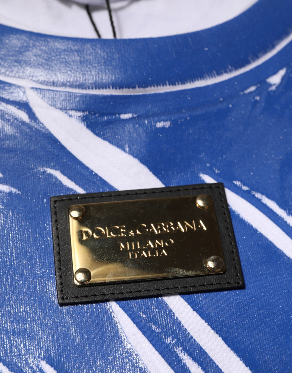 Dolce & Gabbana Blue White Cotton Logo Plaque Women's Tank Top