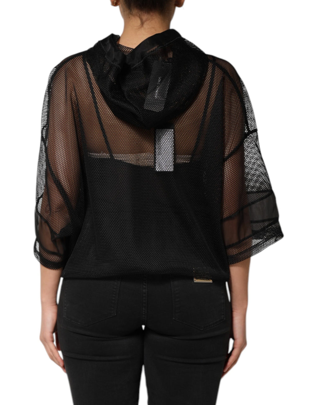 Dolce & Gabbana Black Pullover with Sheer Hood