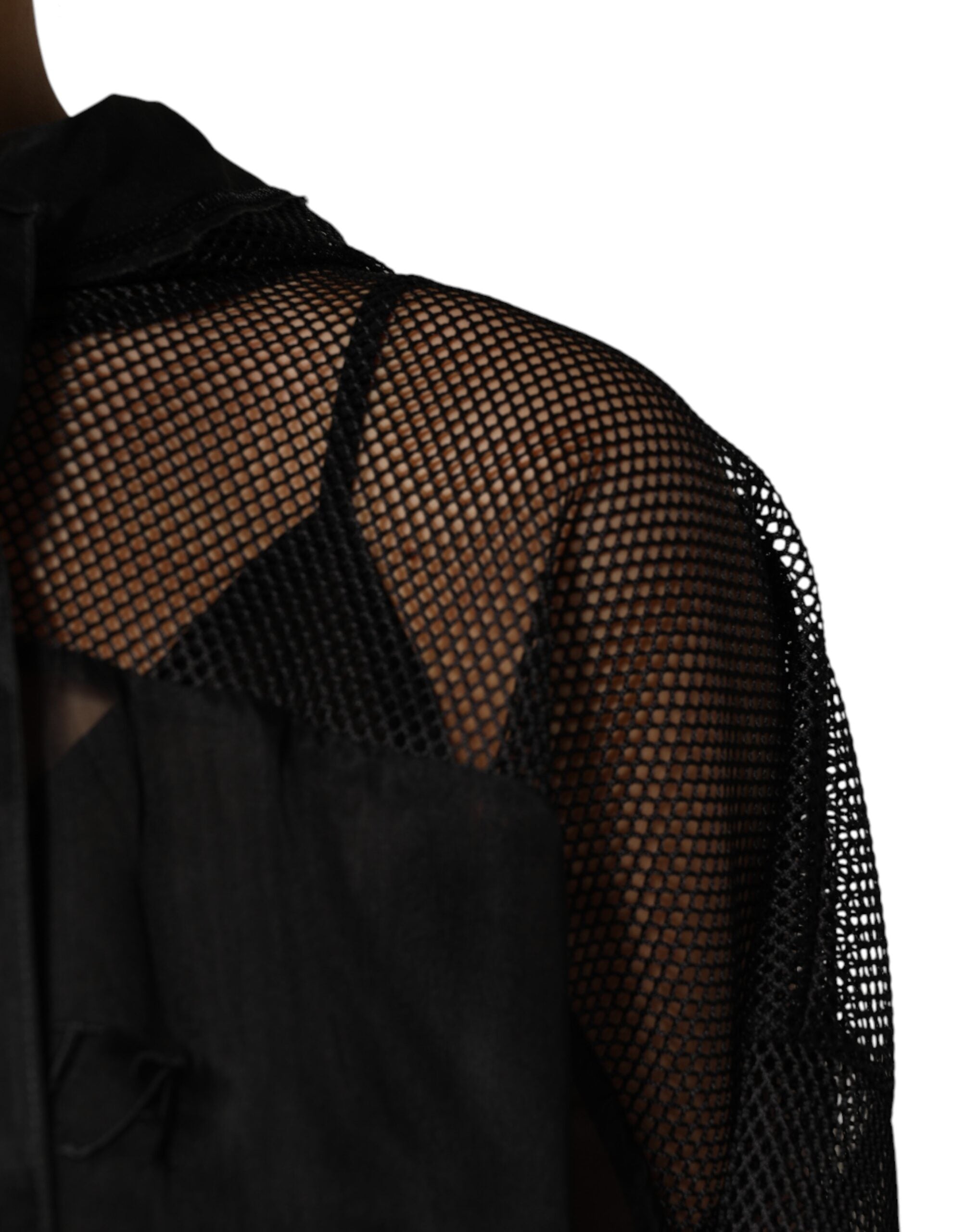 Dolce & Gabbana Black Pullover with Sheer Hood