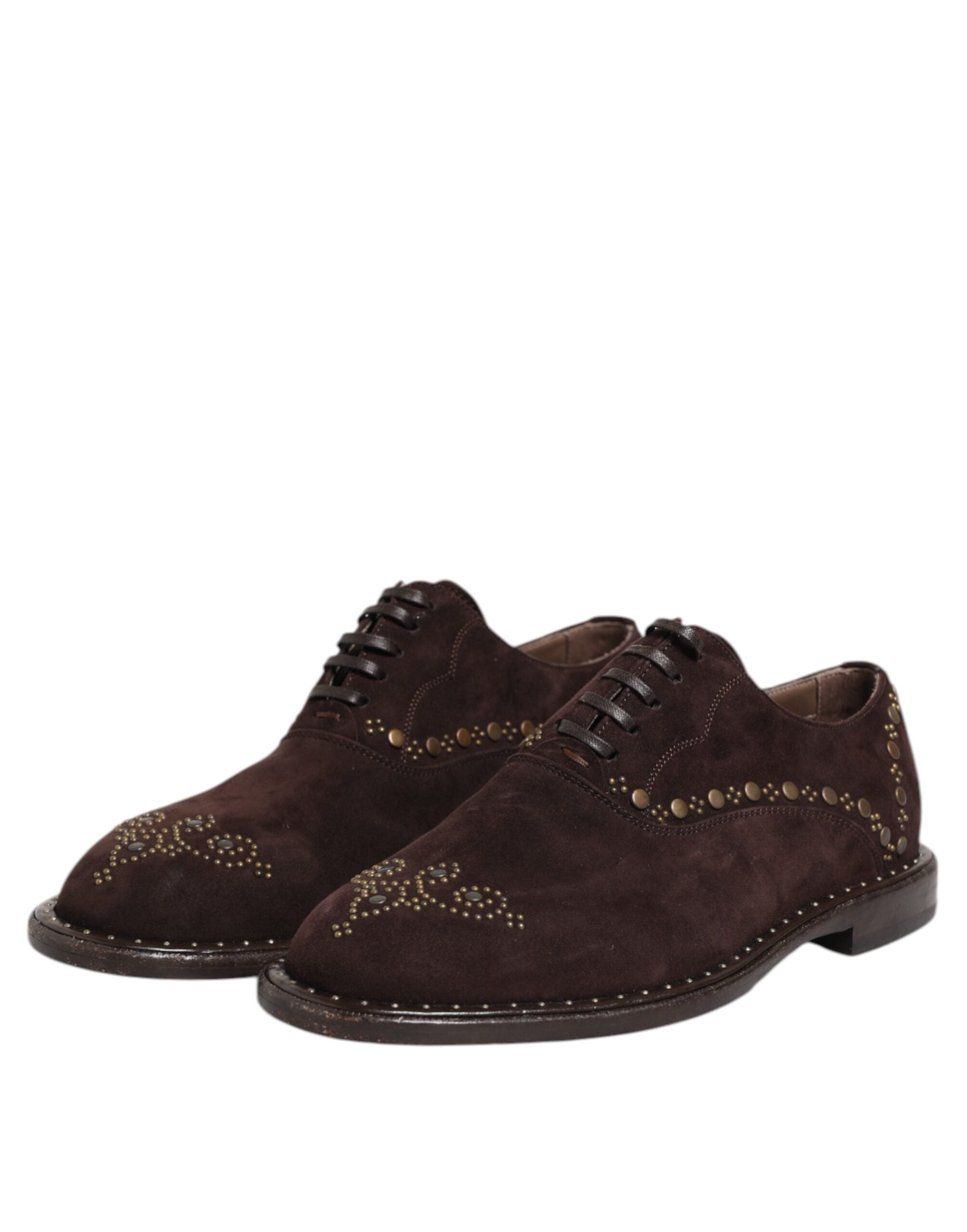 Dolce & Gabbana Brown Velvet Oxford Lace-Up Shoes