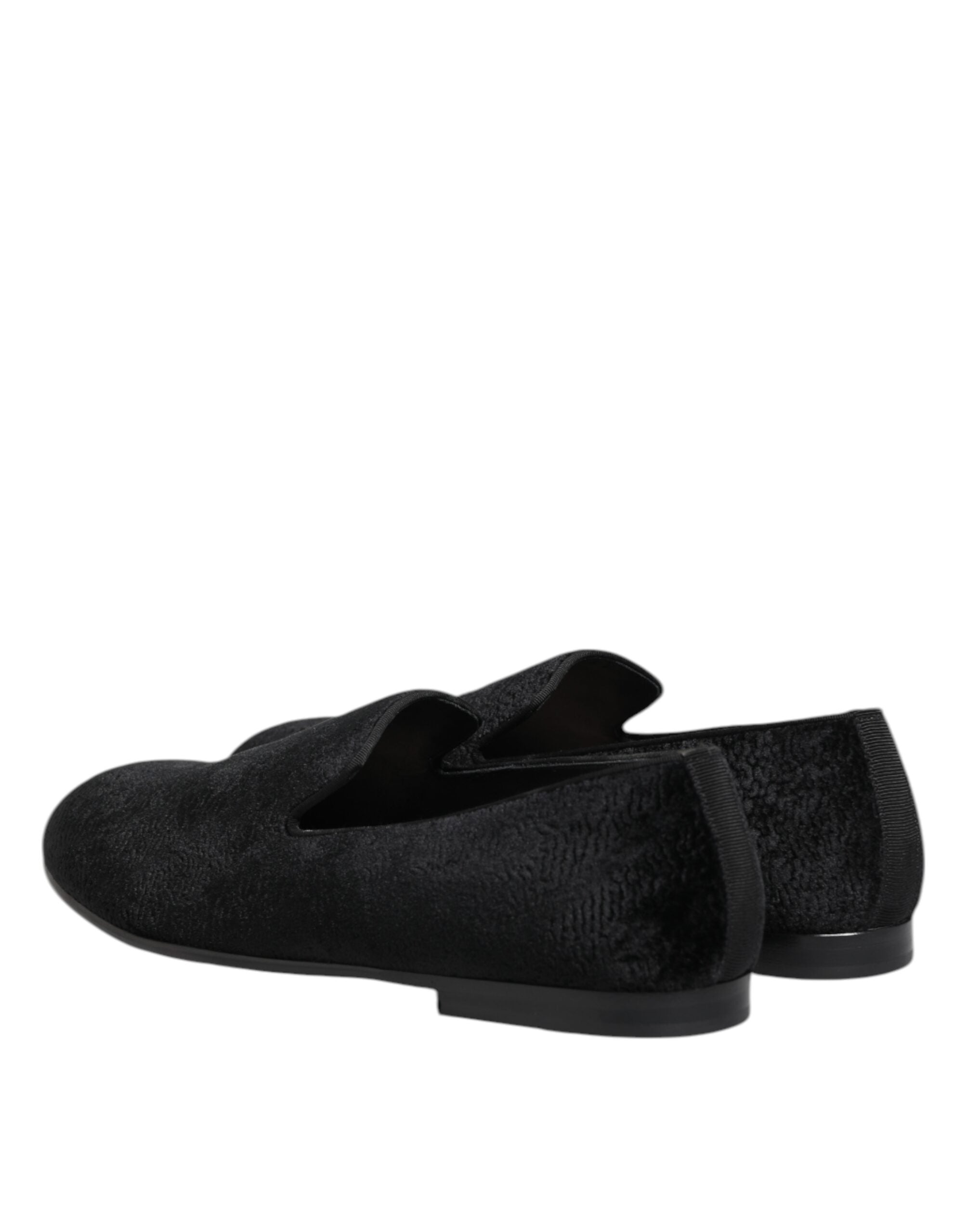 Dolce & Gabbana Schwarz Jacquard Loafers Formal Männer Kleid Schuhe