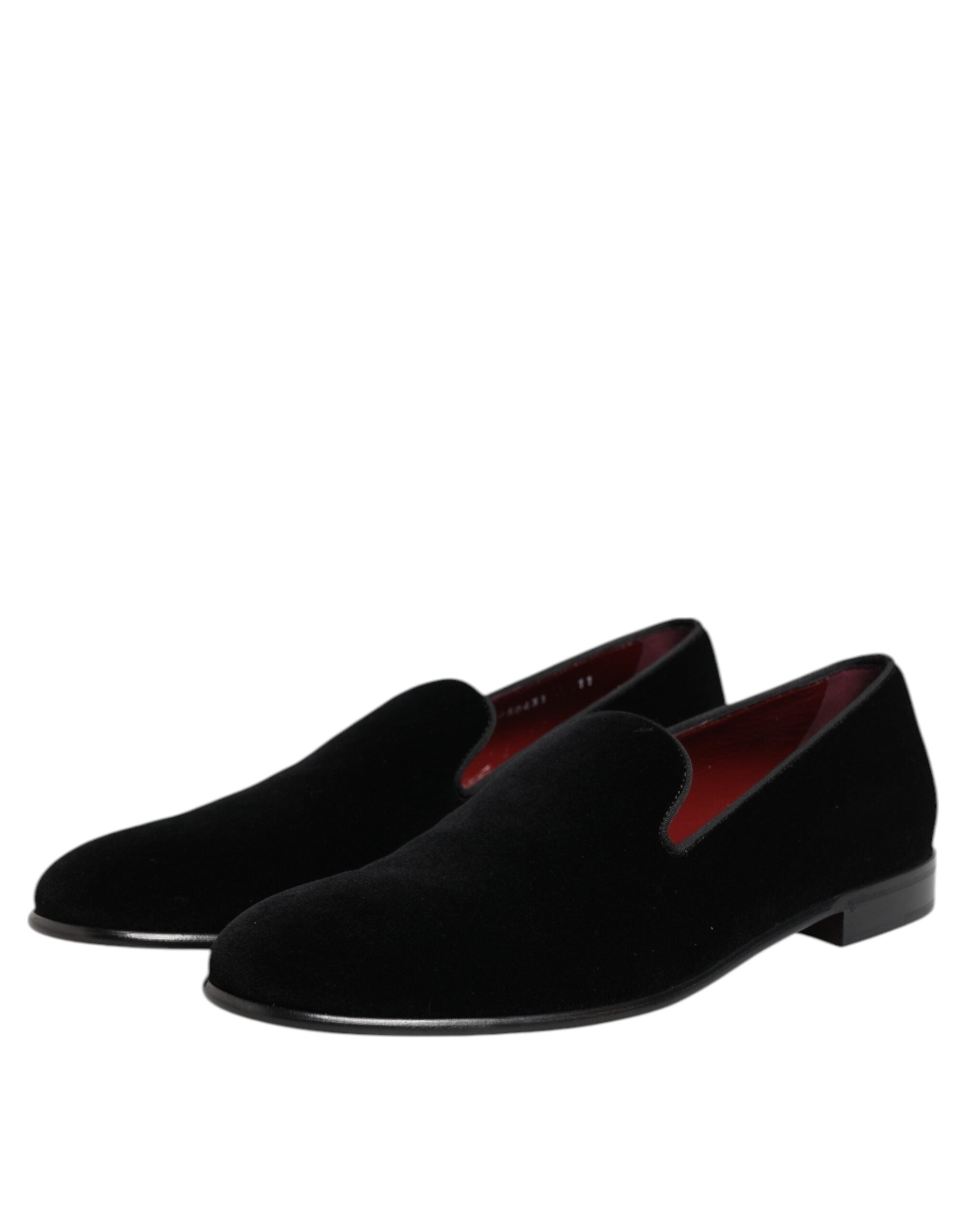 Dolce & Gabbana Black Velvet Slip On Loafers Men's Formal Shoes