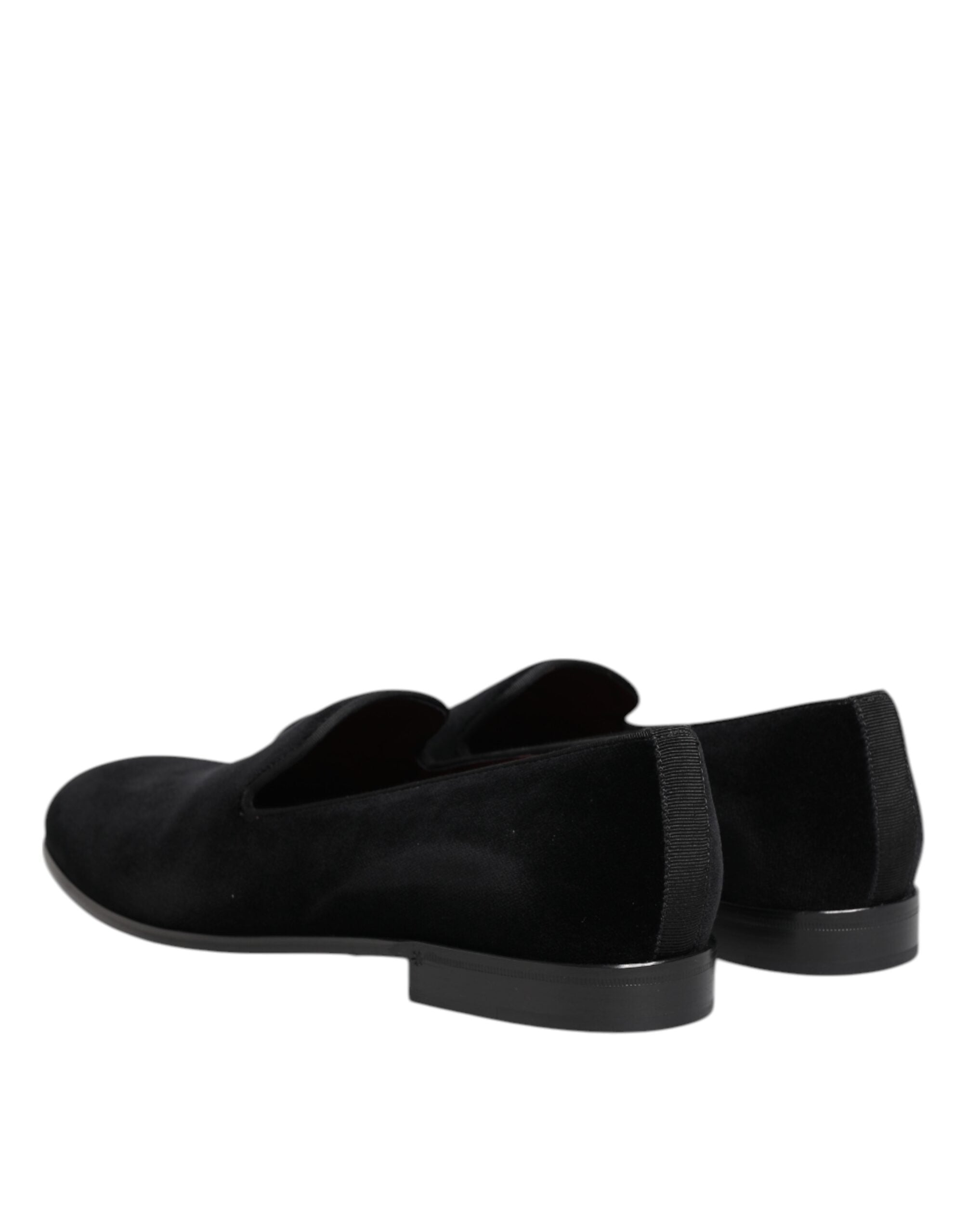 Dolce & Gabbana Black Velvet Slip On Loafers Men's Formal Shoes