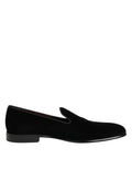 Dolce & Gabbana Black Velvet Slip On Loafers Men's Formal Shoes