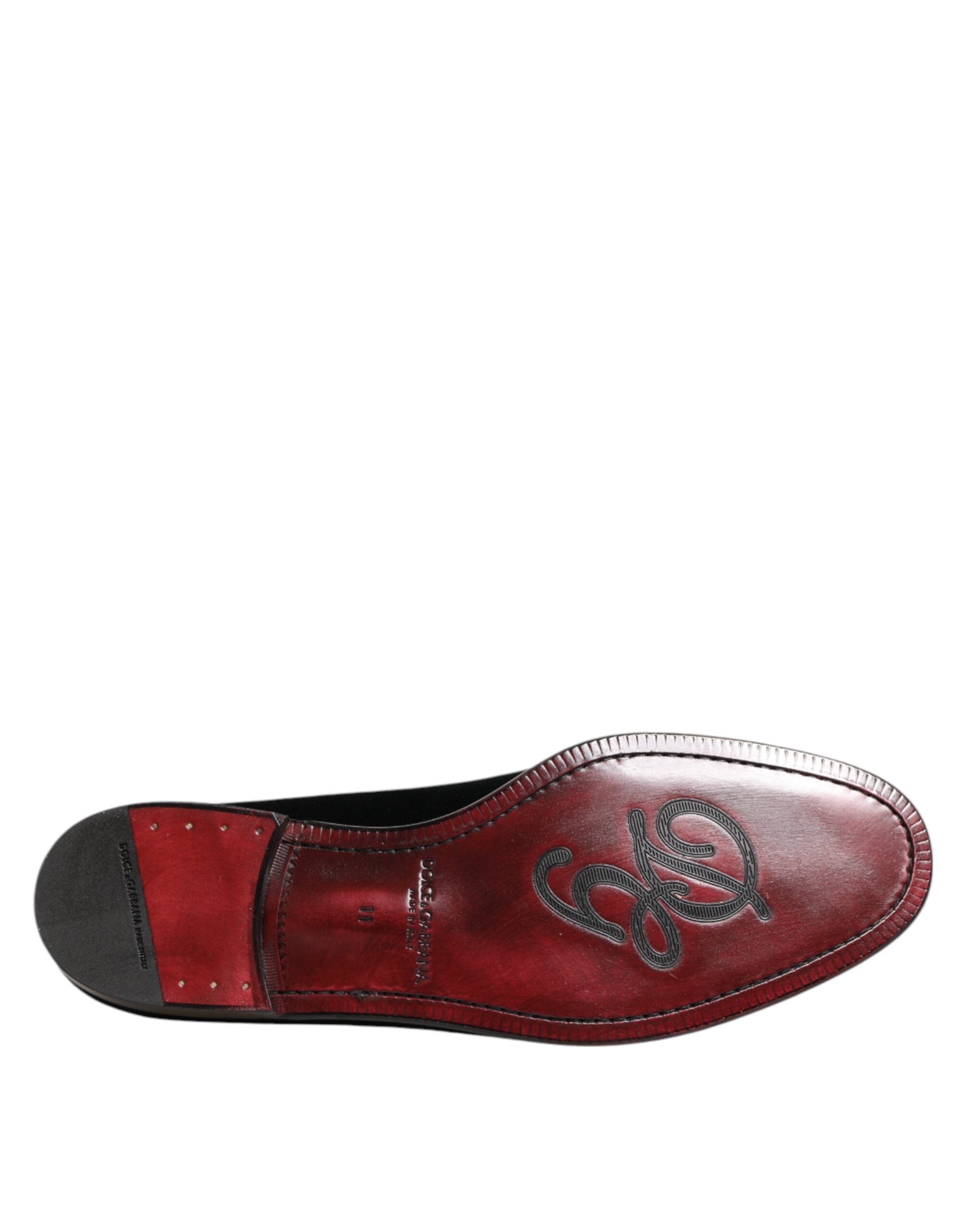 Dolce & Gabbana Black Velvet Slip On Loafers Men's Formal Shoes
