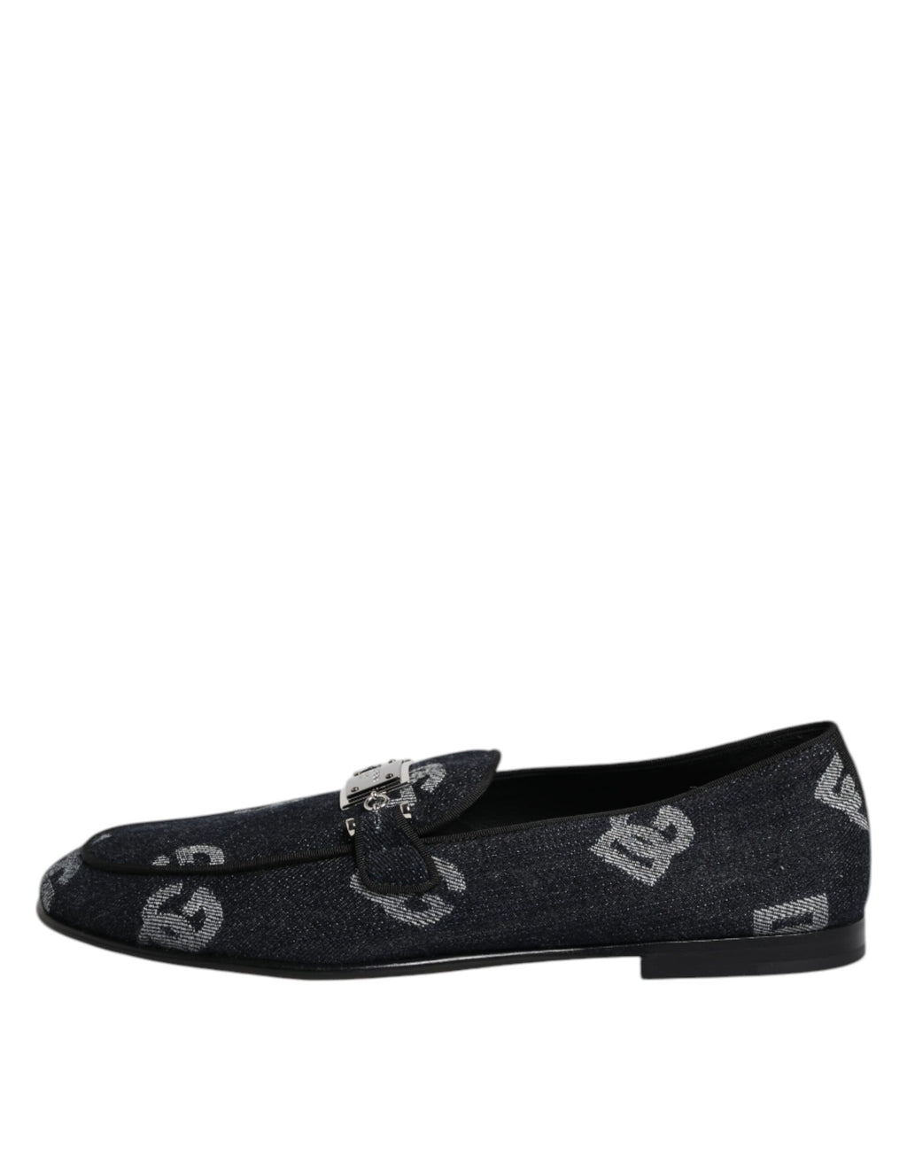 Dolce & Gabbana Blue Logo Cotton Loafers Formal Suit Shoes