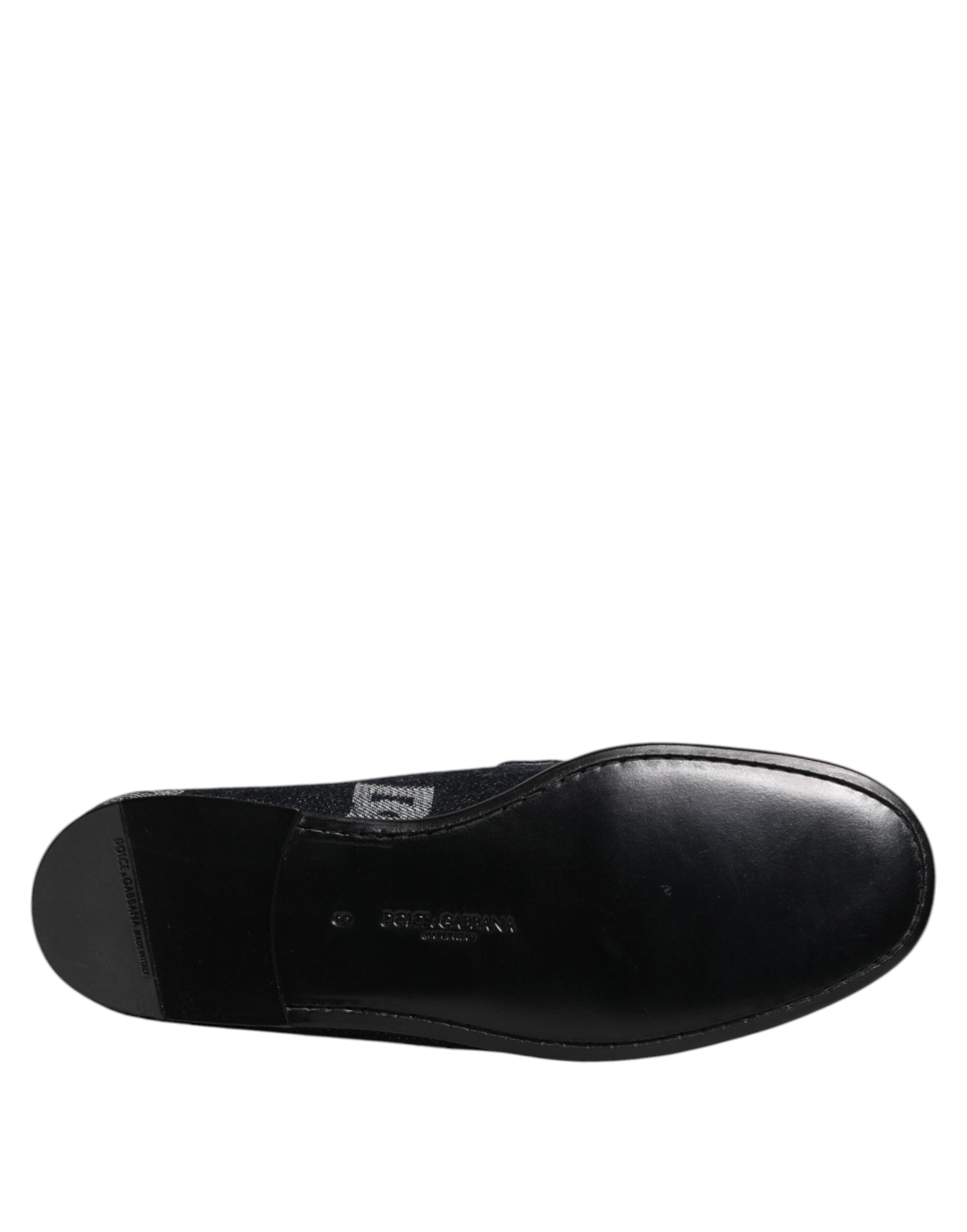 Dolce & Gabbana Blue Logo Cotton Loafers Formal Suit Shoes