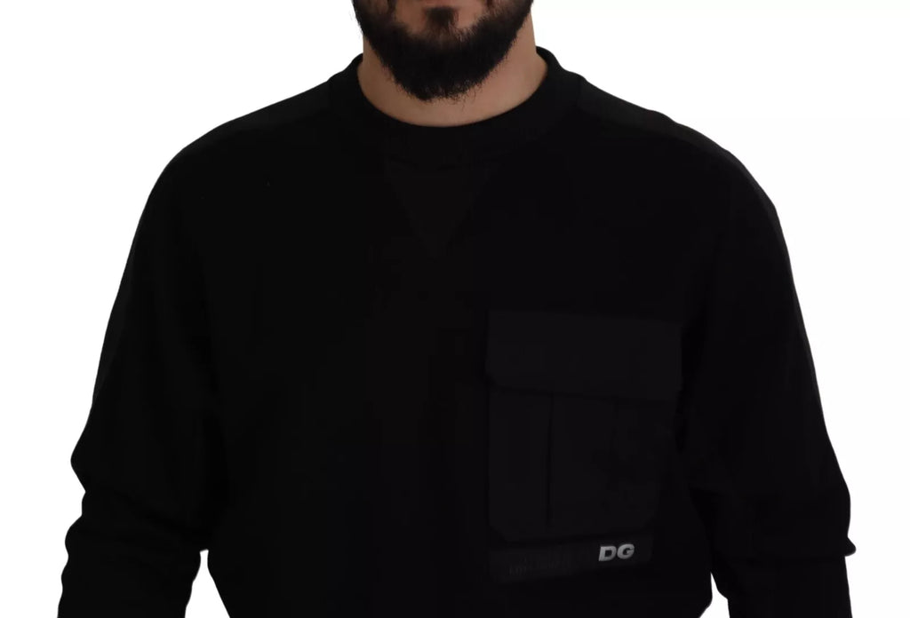 Dolce & Gabbana Schwarzes Baumwoll-Sweatshirt mit Rundhalsausschnitt Pullover