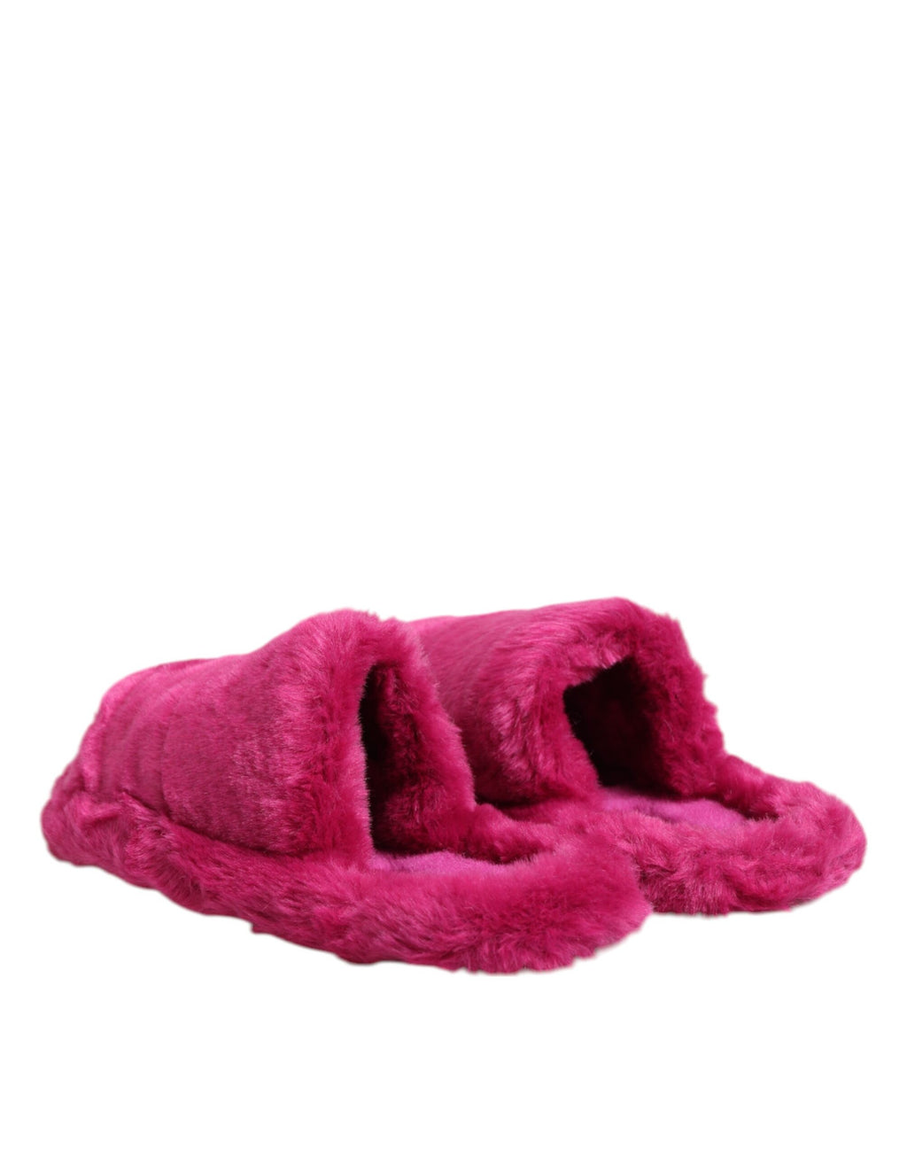 Dolce & Gabbana Pink Acrylic Faux Fur Men's Flat Sandals Shoes