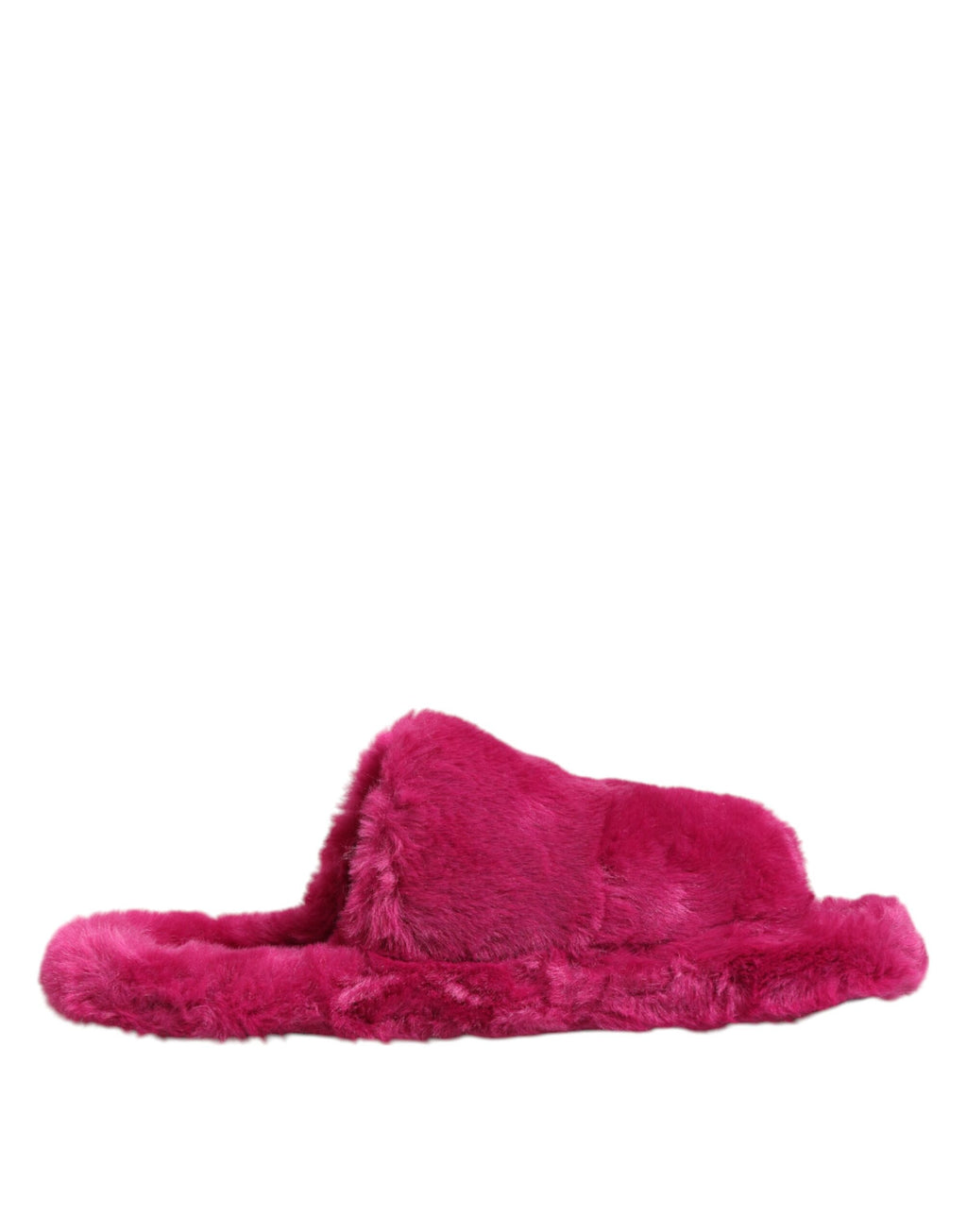 Dolce & Gabbana Pink Acrylic Faux Fur Men's Flat Sandals Shoes
