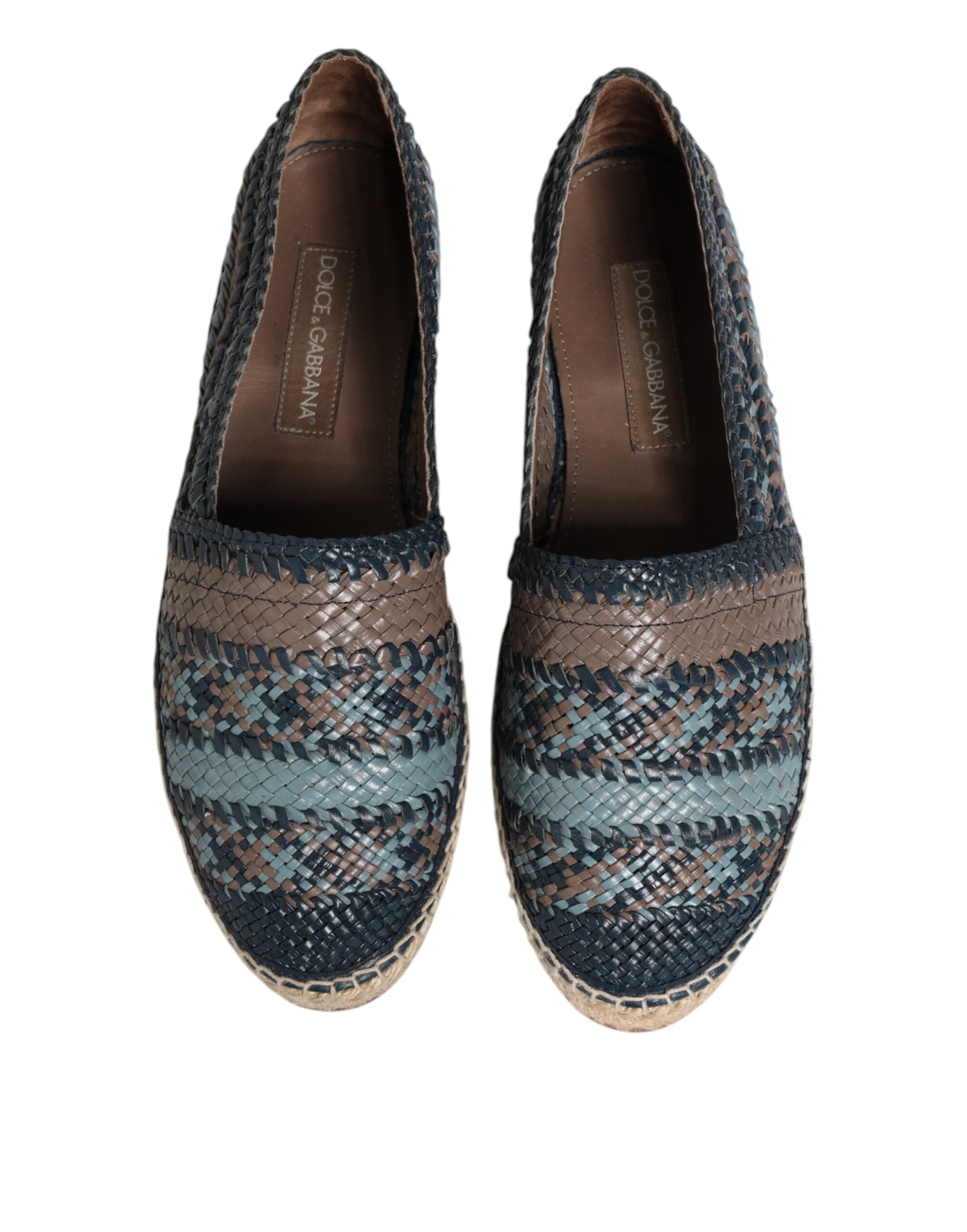 Dolce & Gabbana Blue-grey Woven Leather Espadrille Shoes by Buffalo