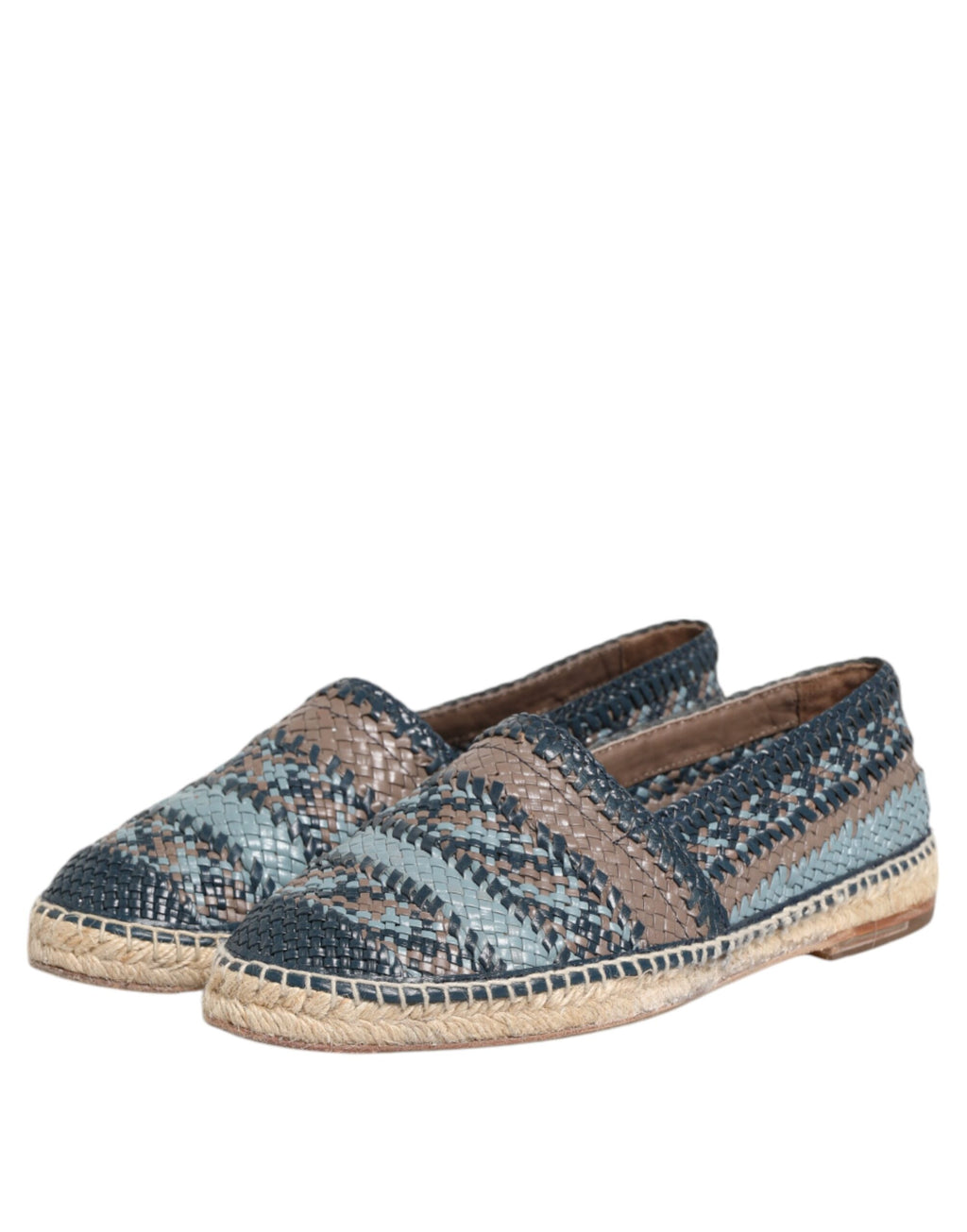 Dolce & Gabbana Blue-grey Woven Leather Espadrille Shoes by Buffalo