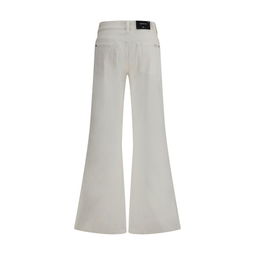 7FOR Beige Cotton Flared Jeans