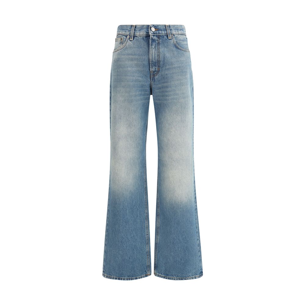 Haikure Blaue Baumwoll-Jeans mit ausgestelltem Bein
