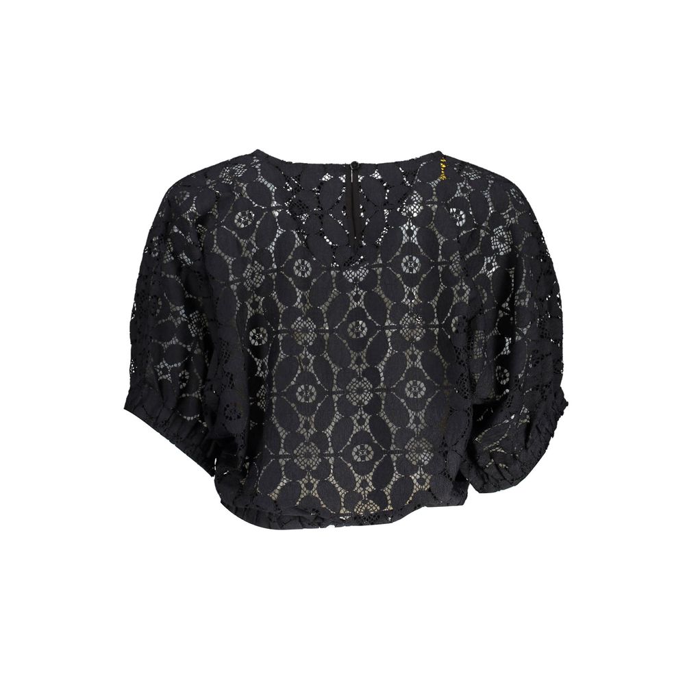 Desigual "Schwarze Polyester-Damenbluse mit kontrastierendem Gummibund"